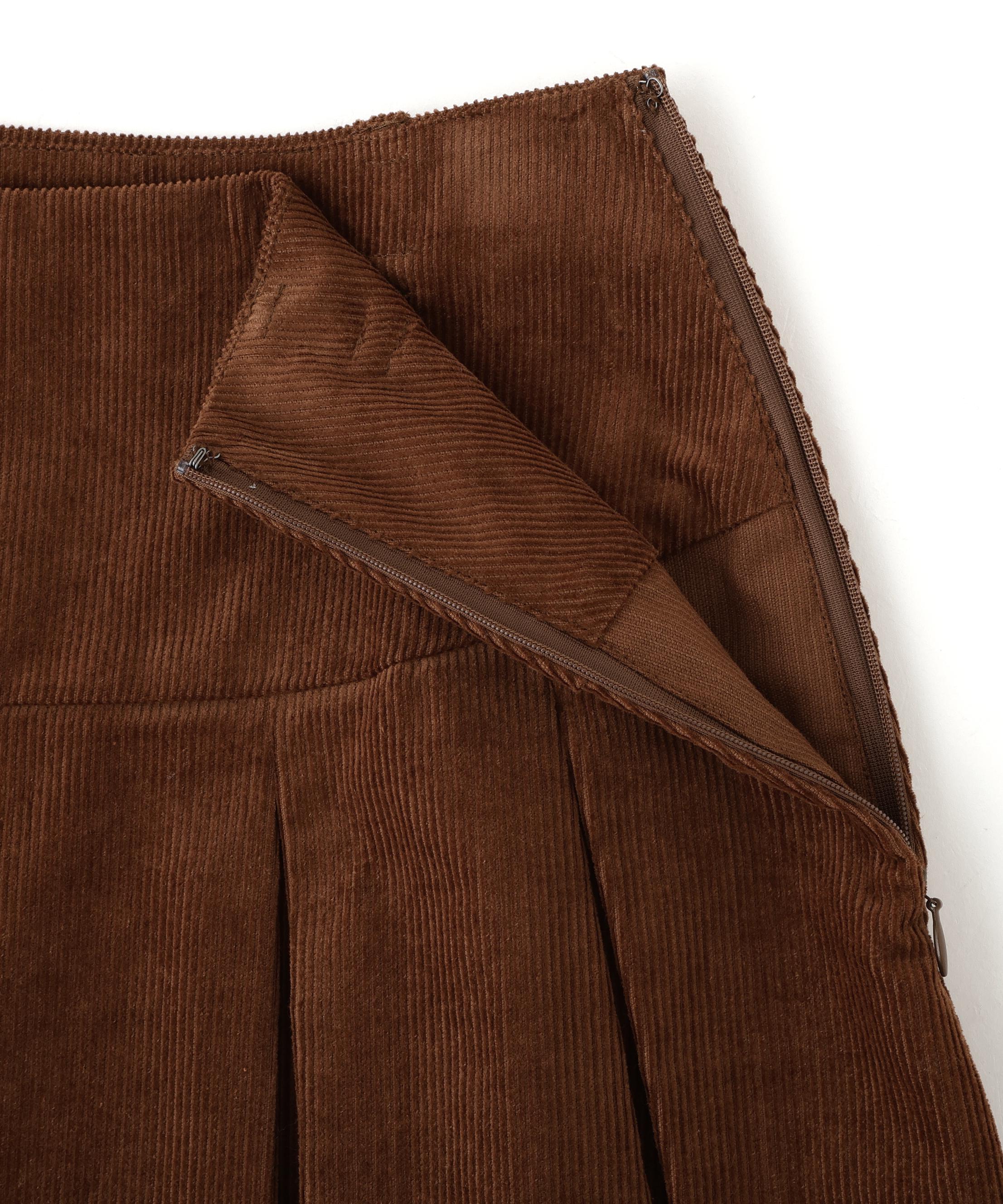 プリーツショートパンツ ブラウンコーデュロイ