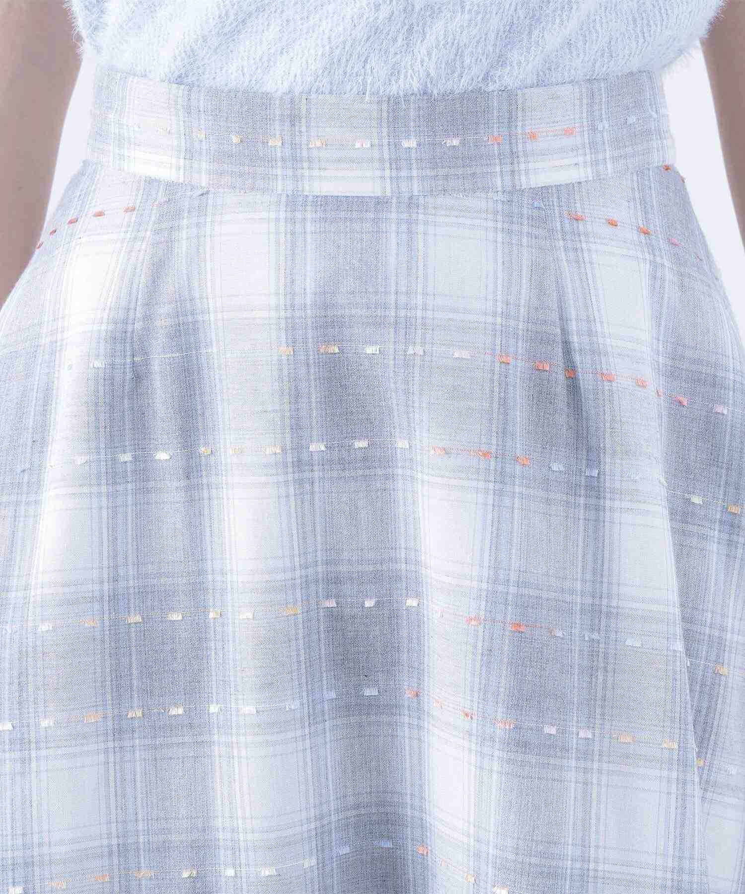 カラーヤーンチェックスカート グレーベース2