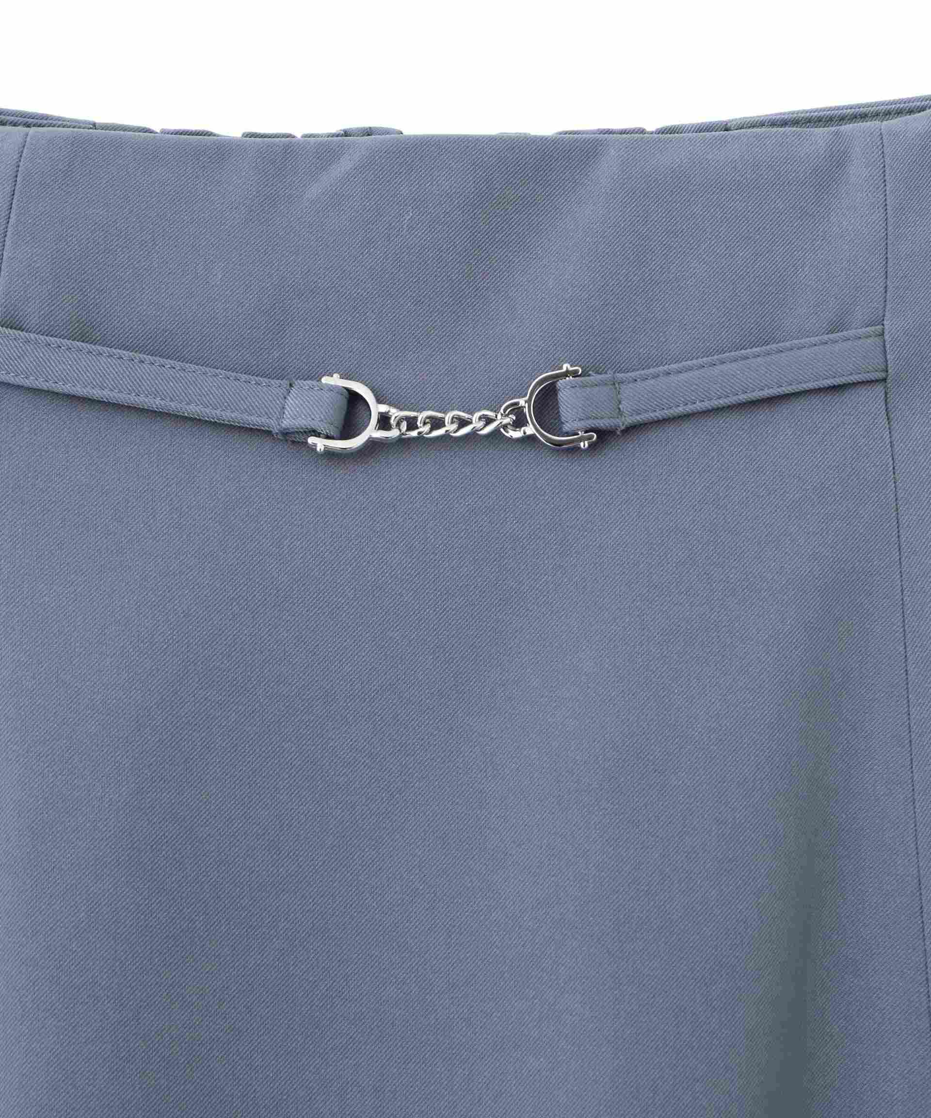 ビットベルト付きセミフレアースカート ブルー