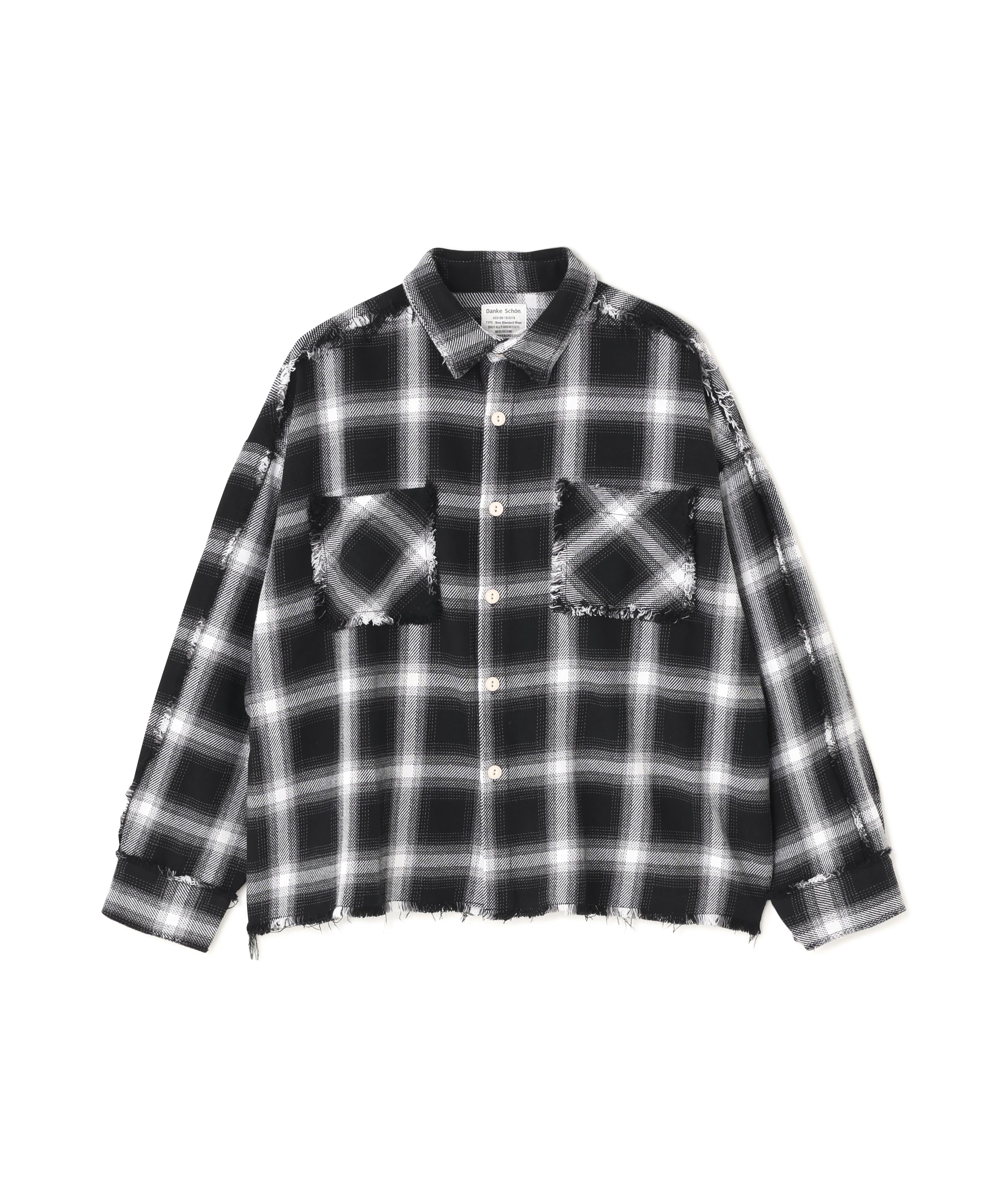 DankeSchon/ダンケシェーン/FLANNEL DAMAGE SHIRTS OMBRE ホワイト
