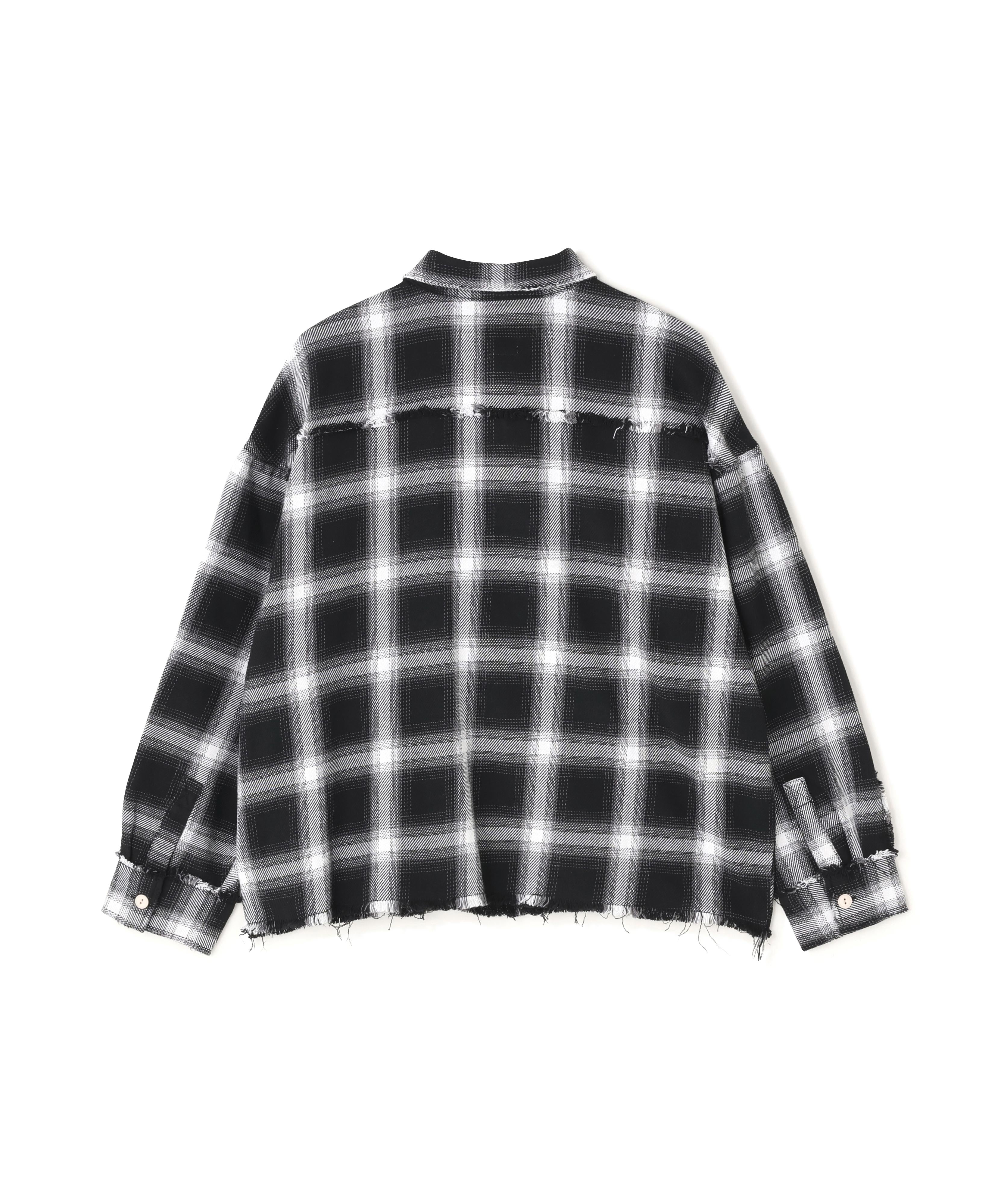 DankeSchon/ダンケシェーン/FLANNEL DAMAGE SHIRTS OMBRE ホワイト