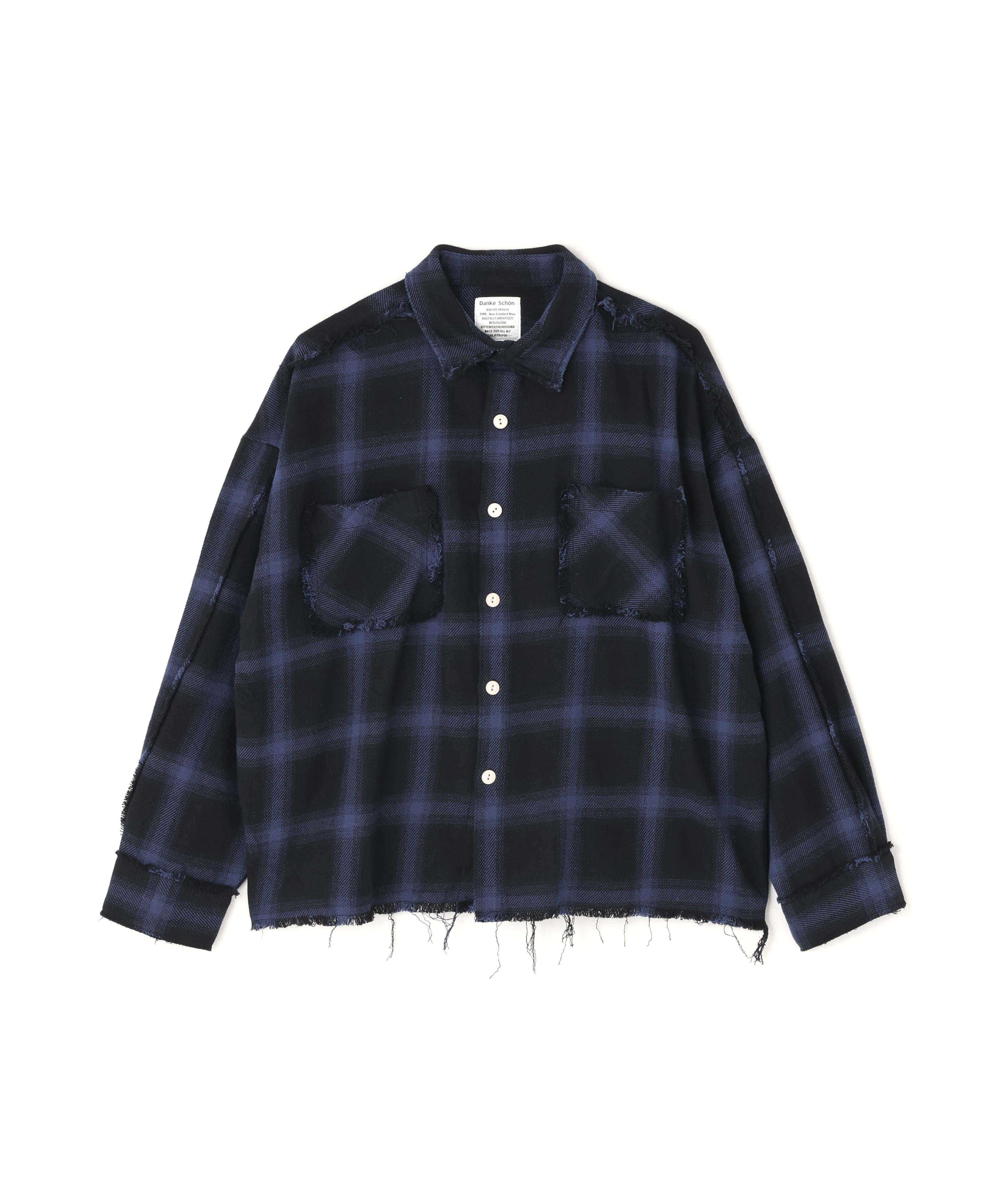 DankeSchon/ダンケシェーン/FLANNEL DAMAGE SHIRTS OMBRE ブルー