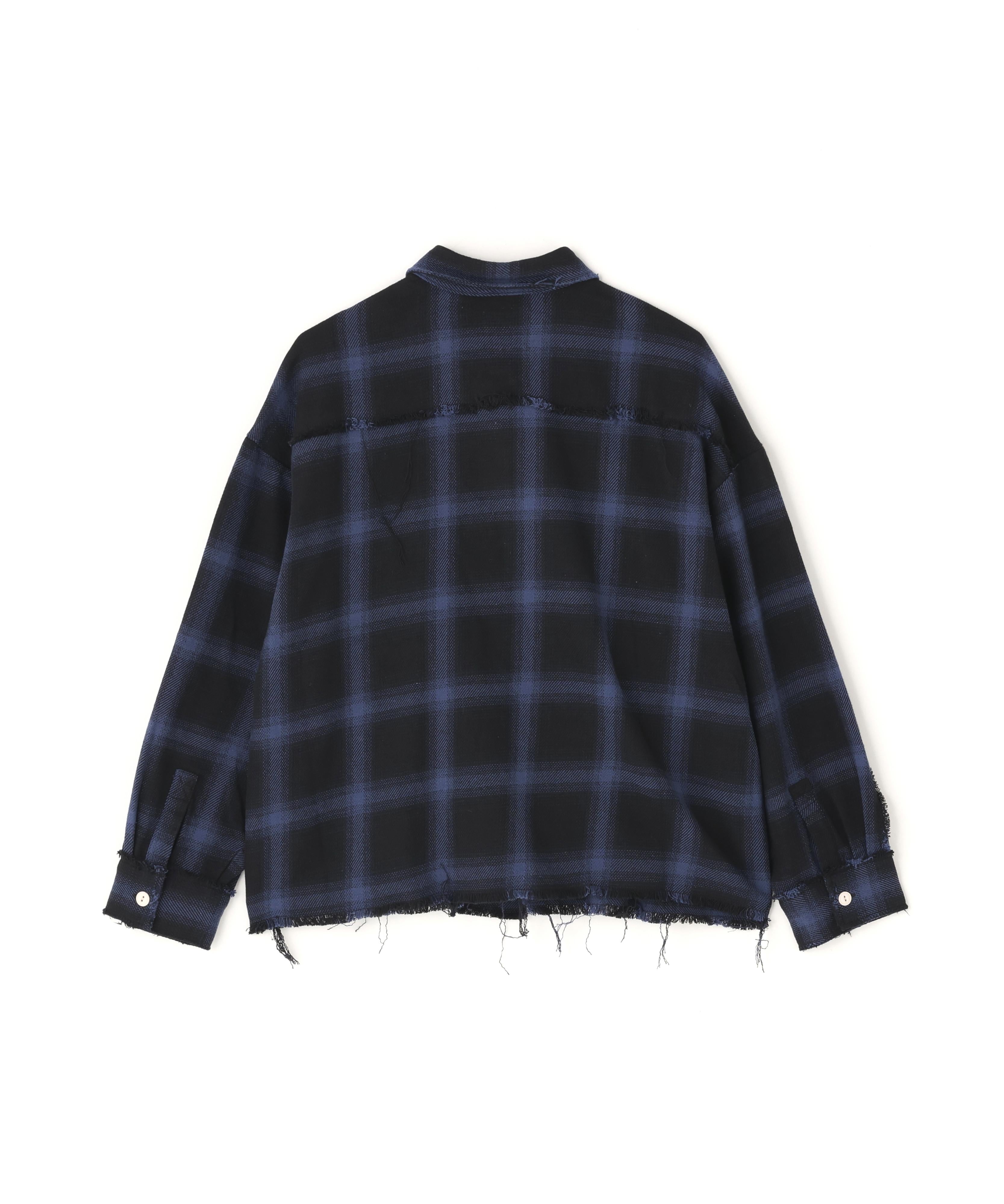 DankeSchon/ダンケシェーン/FLANNEL DAMAGE SHIRTS OMBRE ブルー