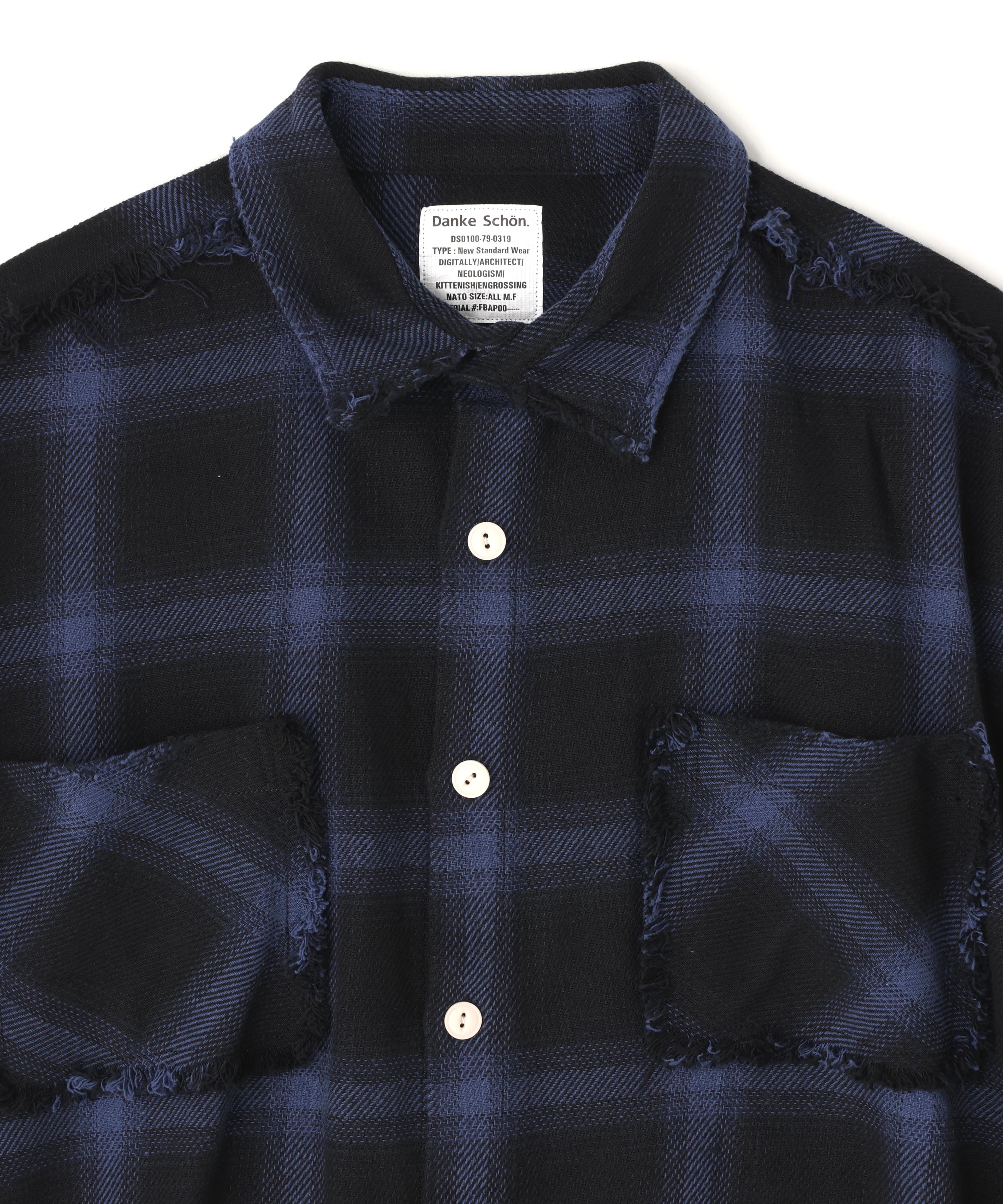 DankeSchon/ダンケシェーン/FLANNEL DAMAGE SHIRTS OMBRE ブルー