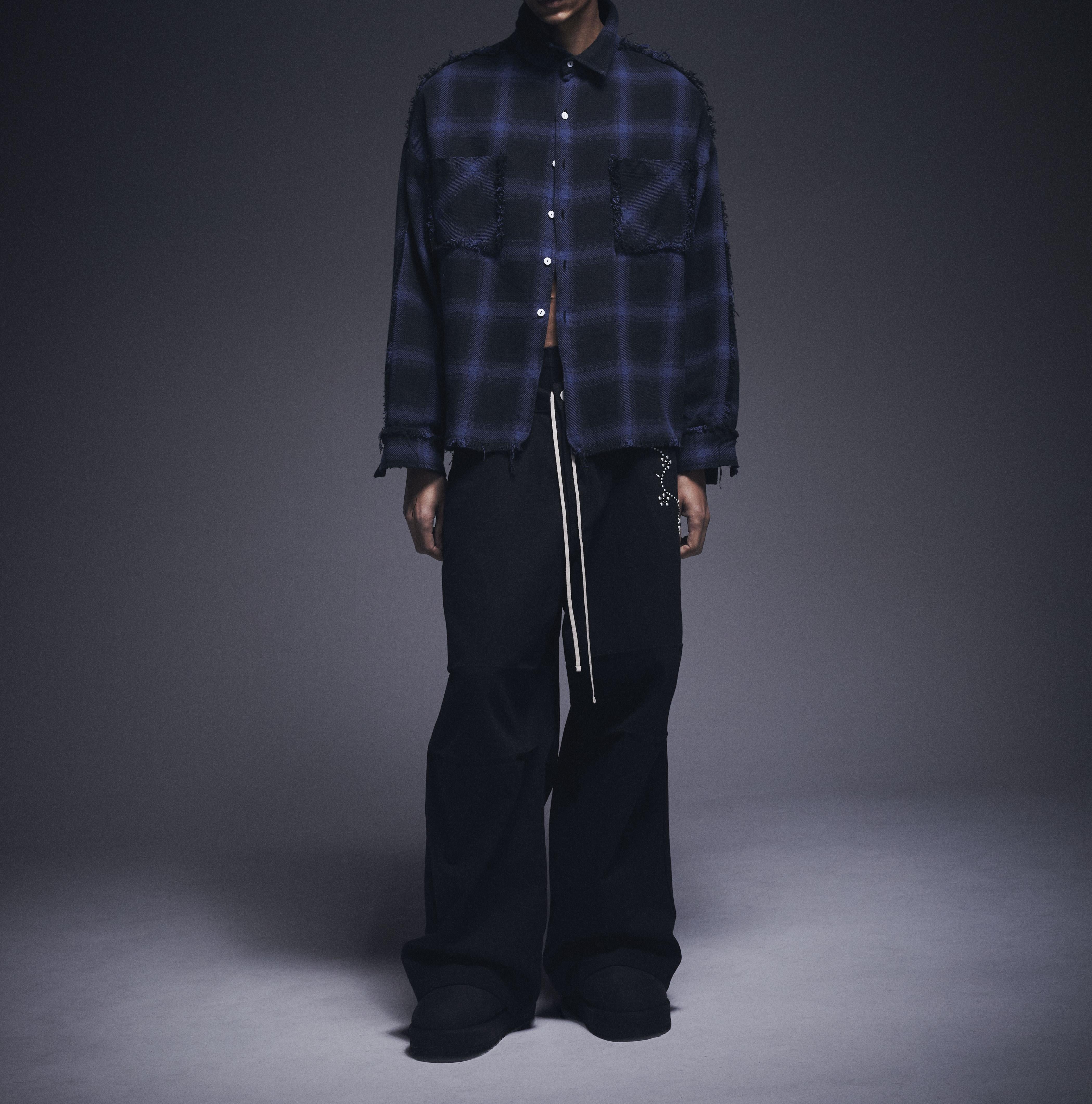 DankeSchon/ダンケシェーン/FLANNEL DAMAGE SHIRTS OMBRE ブルー