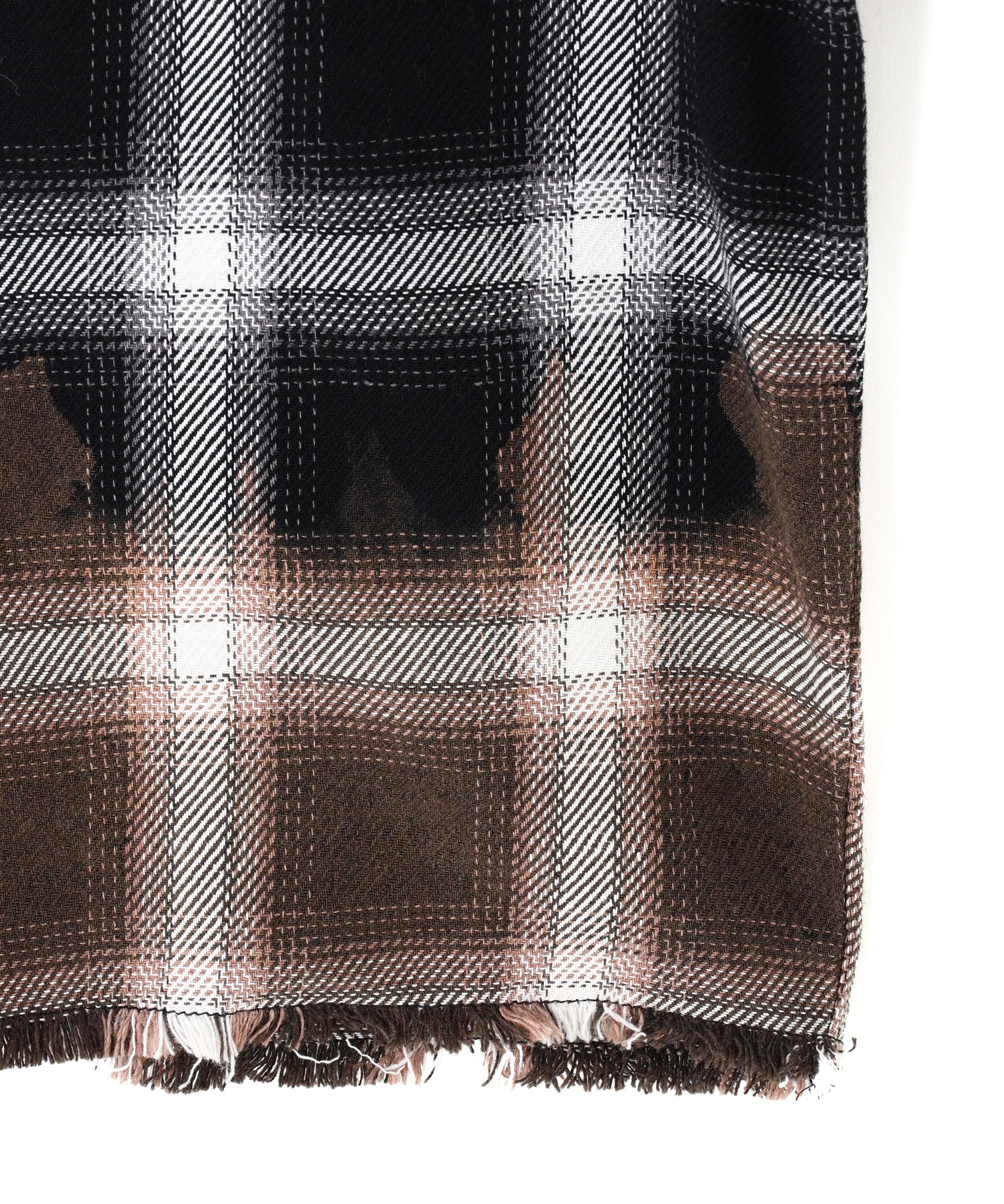 DankeSchon/ダンケシェーン/FLANNEL DAMAGE OMBRE BLEACH CHECK SHIRTS ホワイト