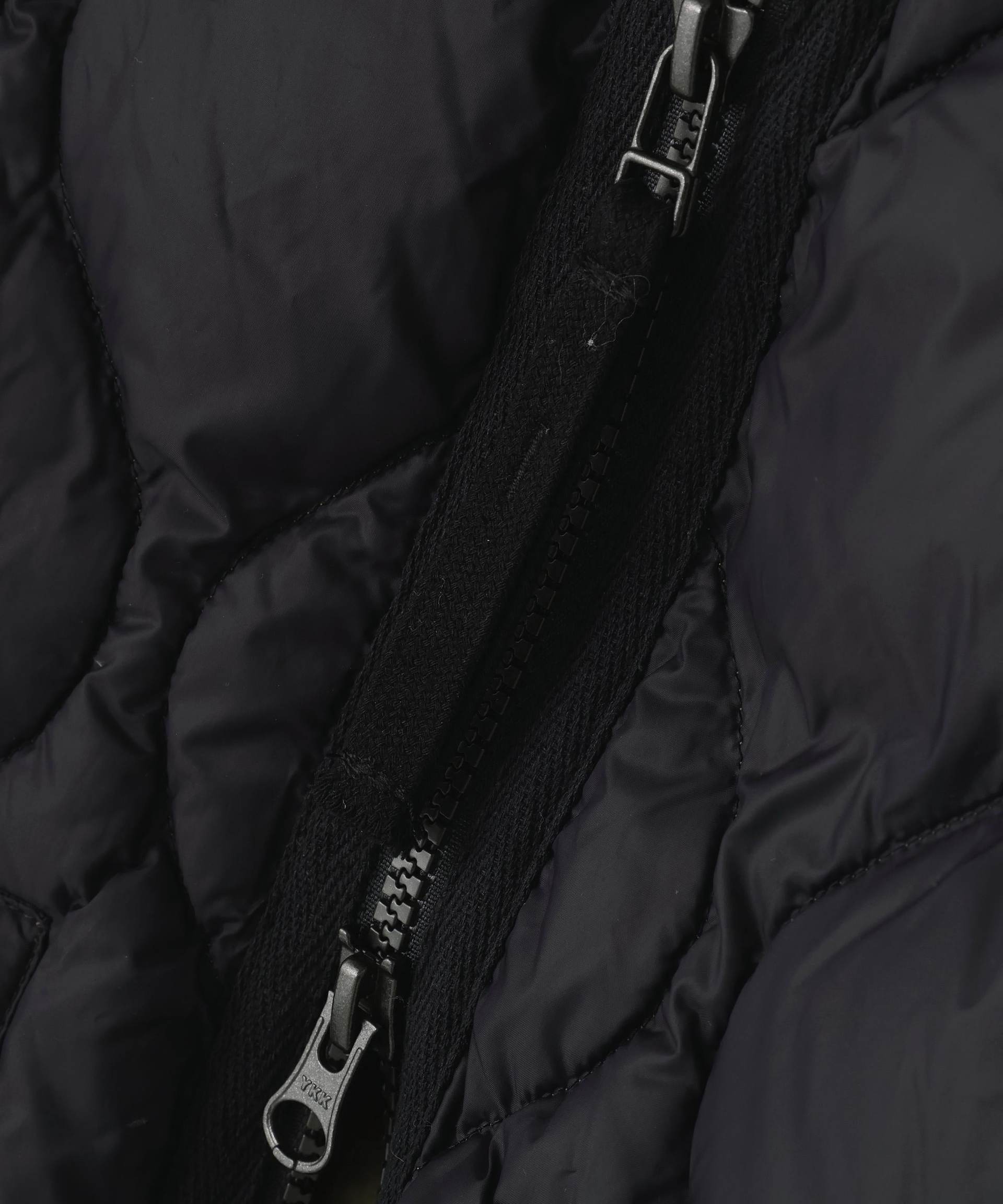 TAION/タイオン/MILITARY W-ZIP VNECK DOWN JACKET-SOFT SHELL ブラック