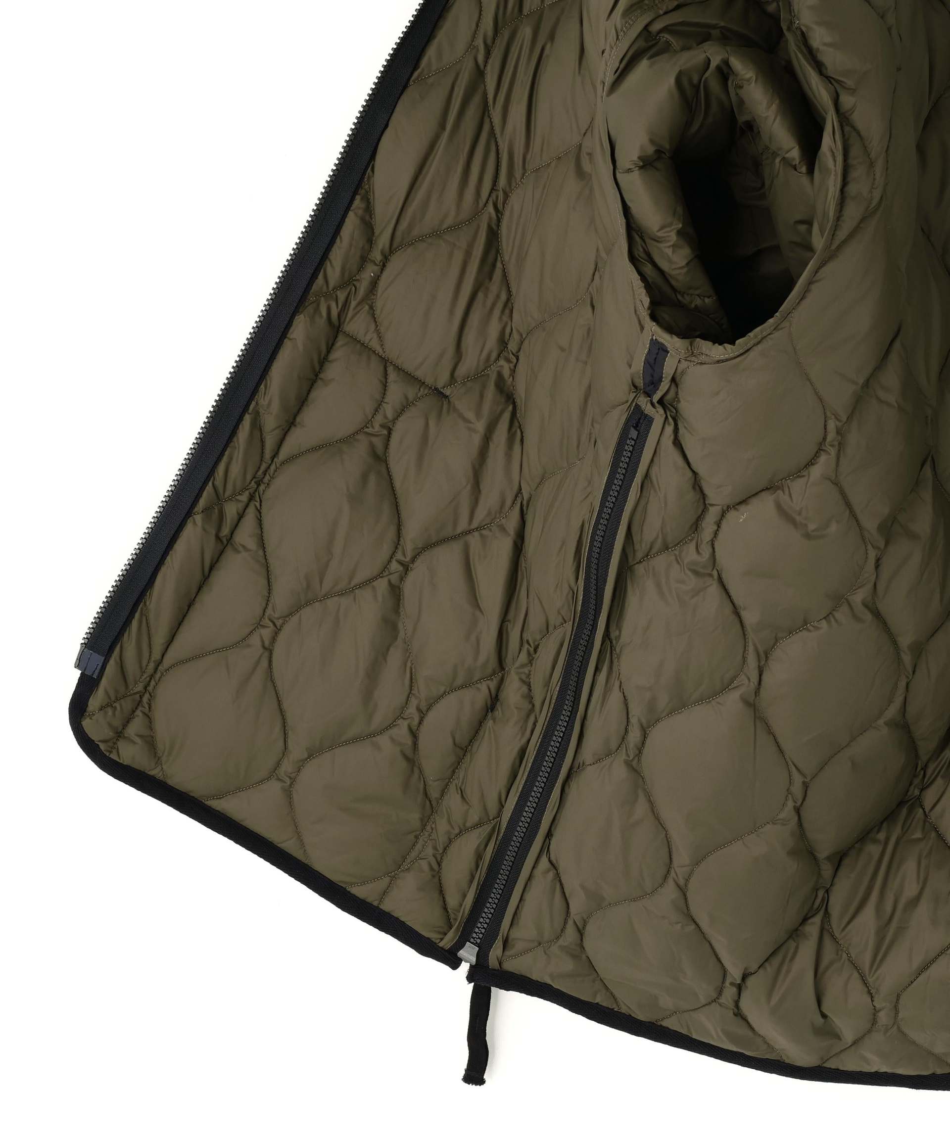 TAION/タイオン/MILITARY W-ZIP VNECK DOWN JACKET-SOFT SHELL ブラック
