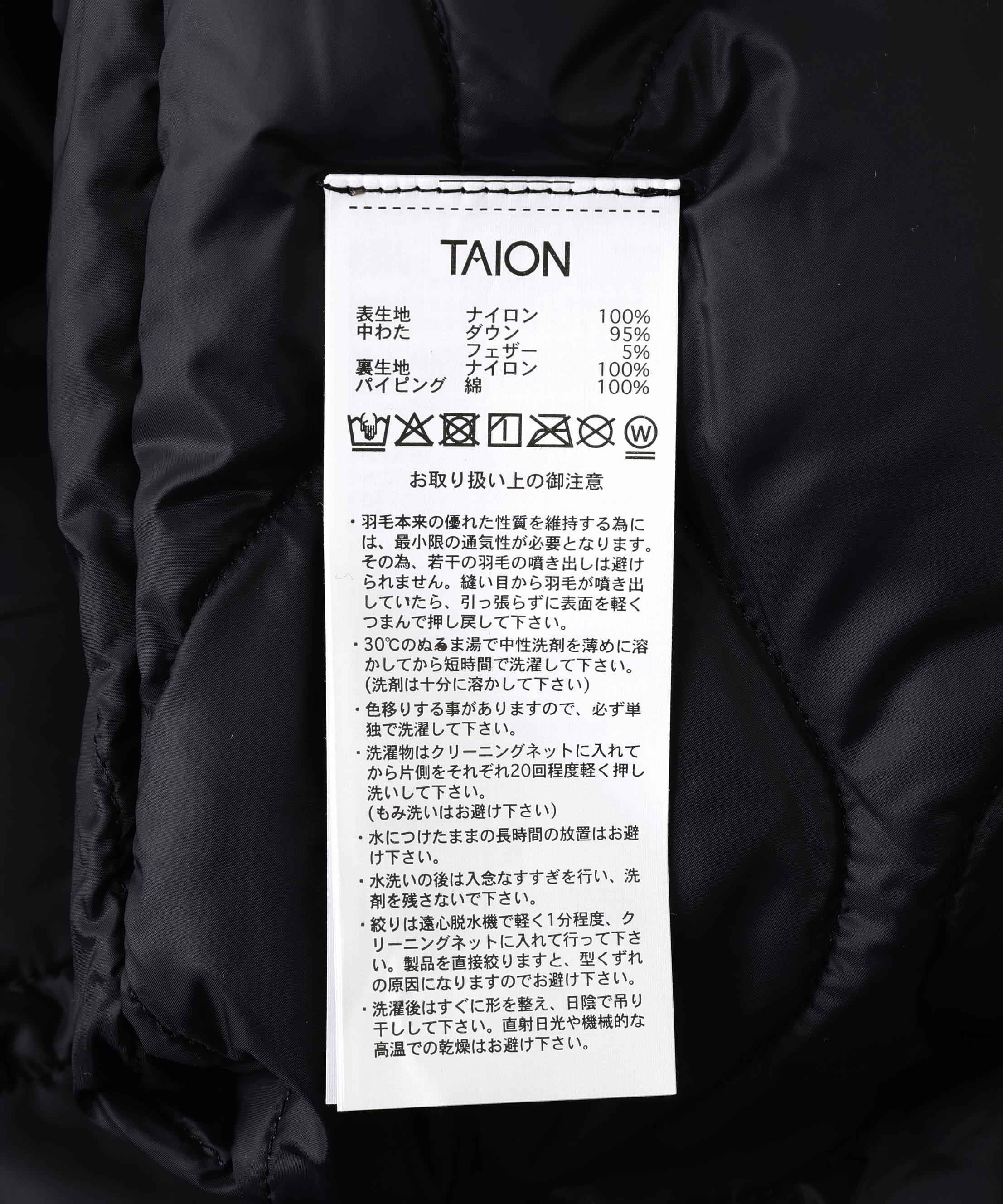 TAION/タイオン/MILITARY W-ZIP VNECK DOWN JACKET-SOFT SHELL ブラック