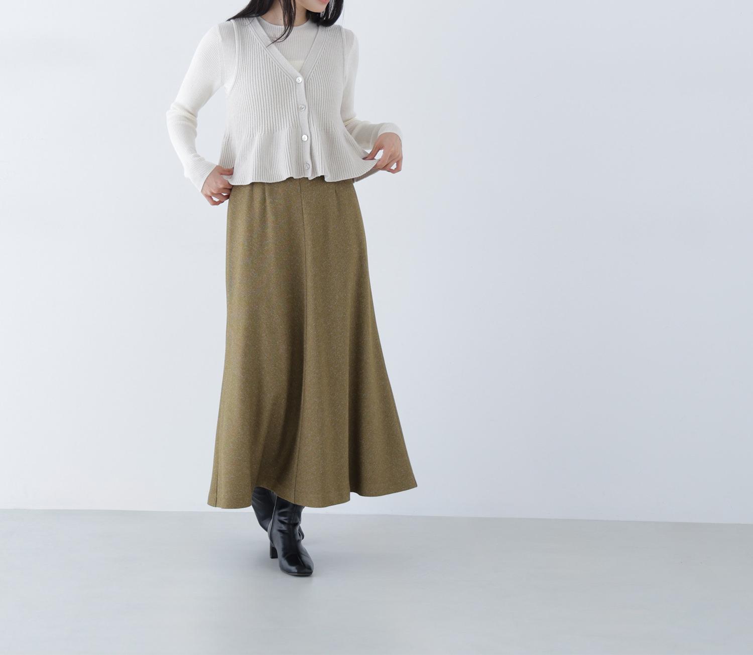 ペプラムベスト&リブニット ベージュ×オフ