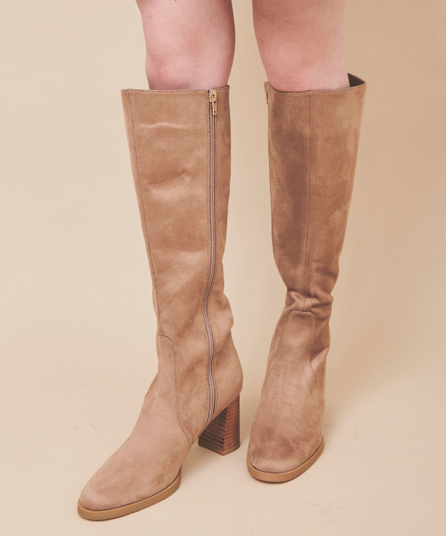 トランテアン ソン ドゥ モード 31 Sons de mode フェイクスウェードロングブーツ (ベージュ) BEIGE