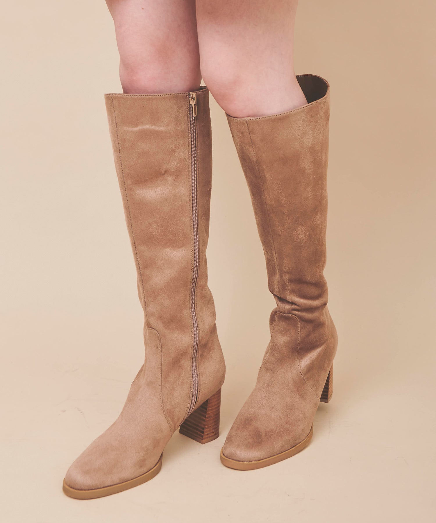 トランテアン ソン ドゥ モード 31 Sons de mode フェイクスウェードロングブーツ (ベージュ) BEIGE