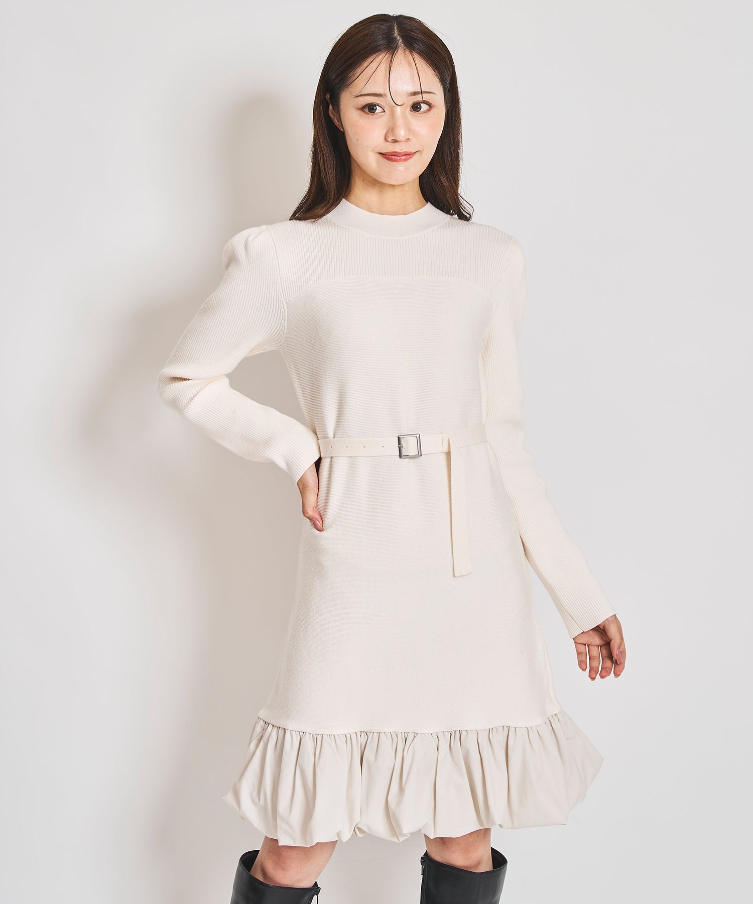 トランテアン ソン ドゥ モード 31 Sons de mode バルーンフリルミニワンピース,オフホワイト