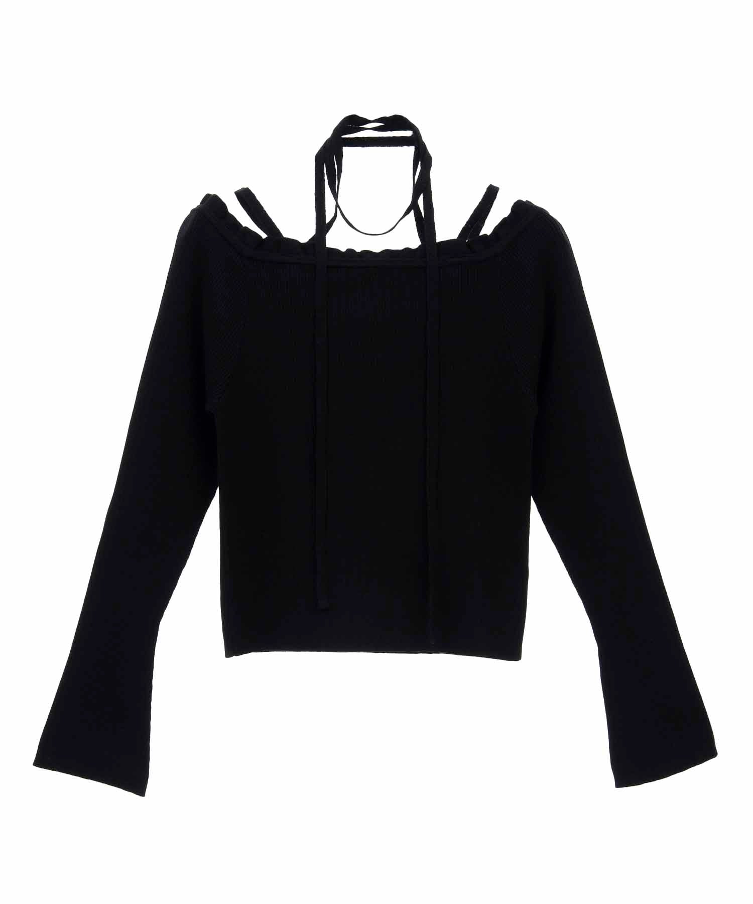 トランテアン ソン ドゥ モード 31 Sons de mode フリルネックチョーカーリブニット (ブラック) BLACK