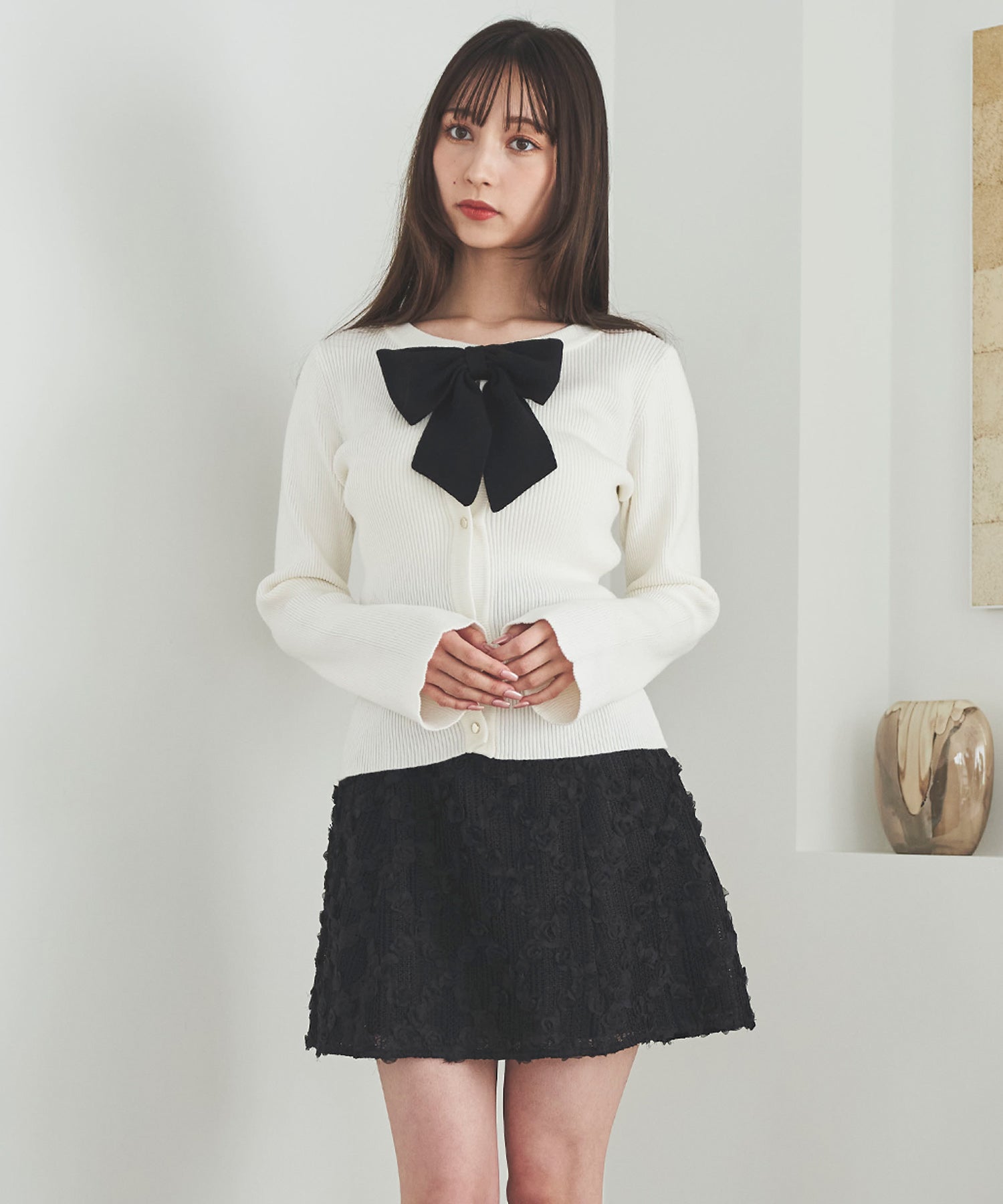 トランテアン ソン ドゥ モード 31 Sons de mode フラワーチュールミニスカート (ブラック) BLACK