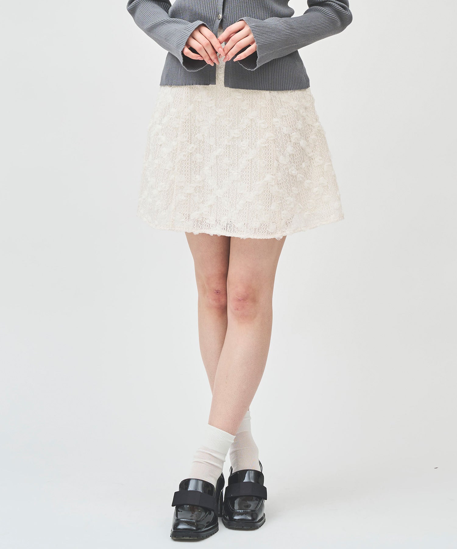 トランテアン ソン ドゥ モード 31 Sons de mode フラワーチュールミニスカート (オフホワイト) OFF-WHITE
