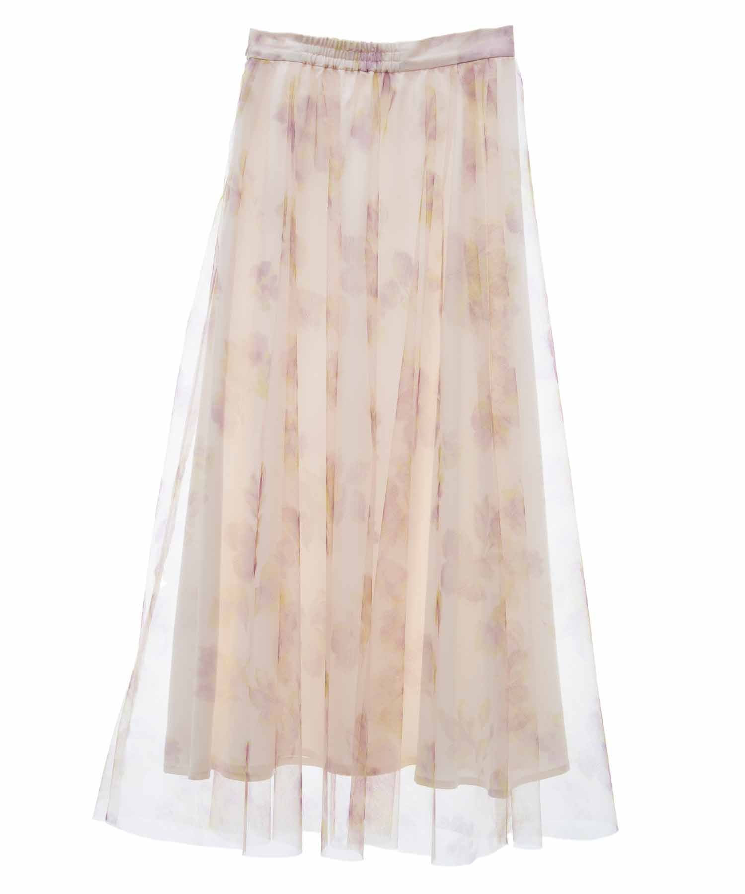 トランテアン ソン ドゥ モード 31 Sons de mode フラワープリントチュールスカート (オフベージュ) OFF-WHITE