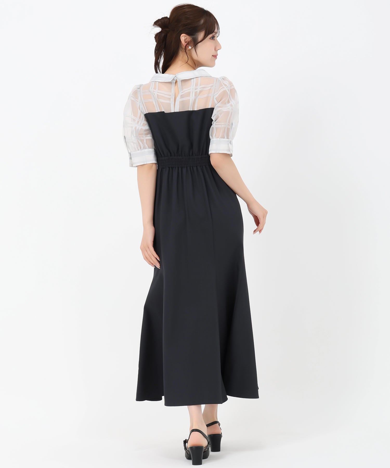 トランテアン ソン ドゥ モード 31 Sons de mode 2025春夏新作 シアーストライプフリルワンピース (NAVY) NAVY