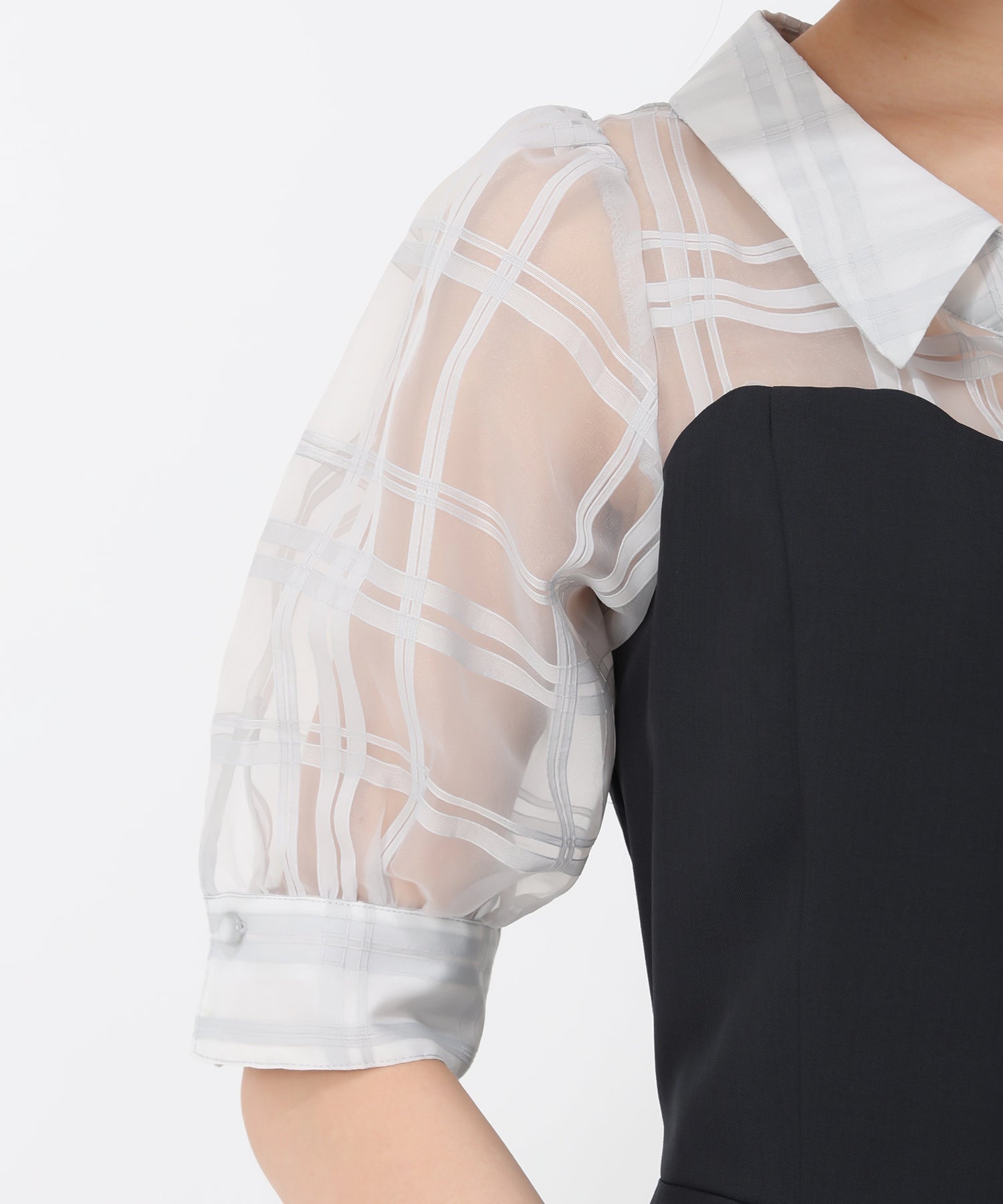 トランテアン ソン ドゥ モード 31 Sons de mode 2025春夏新作 シアーストライプフリルワンピース (NAVY) NAVY