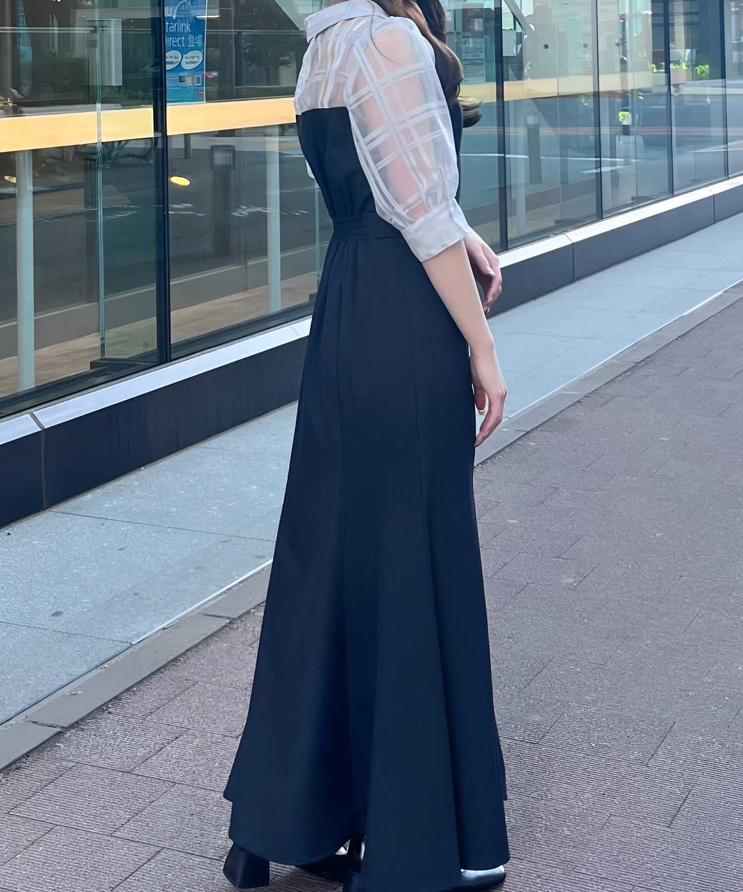 トランテアン ソン ドゥ モード 31 Sons de mode 2025春夏新作 シアーストライプフリルワンピース (NAVY) NAVY