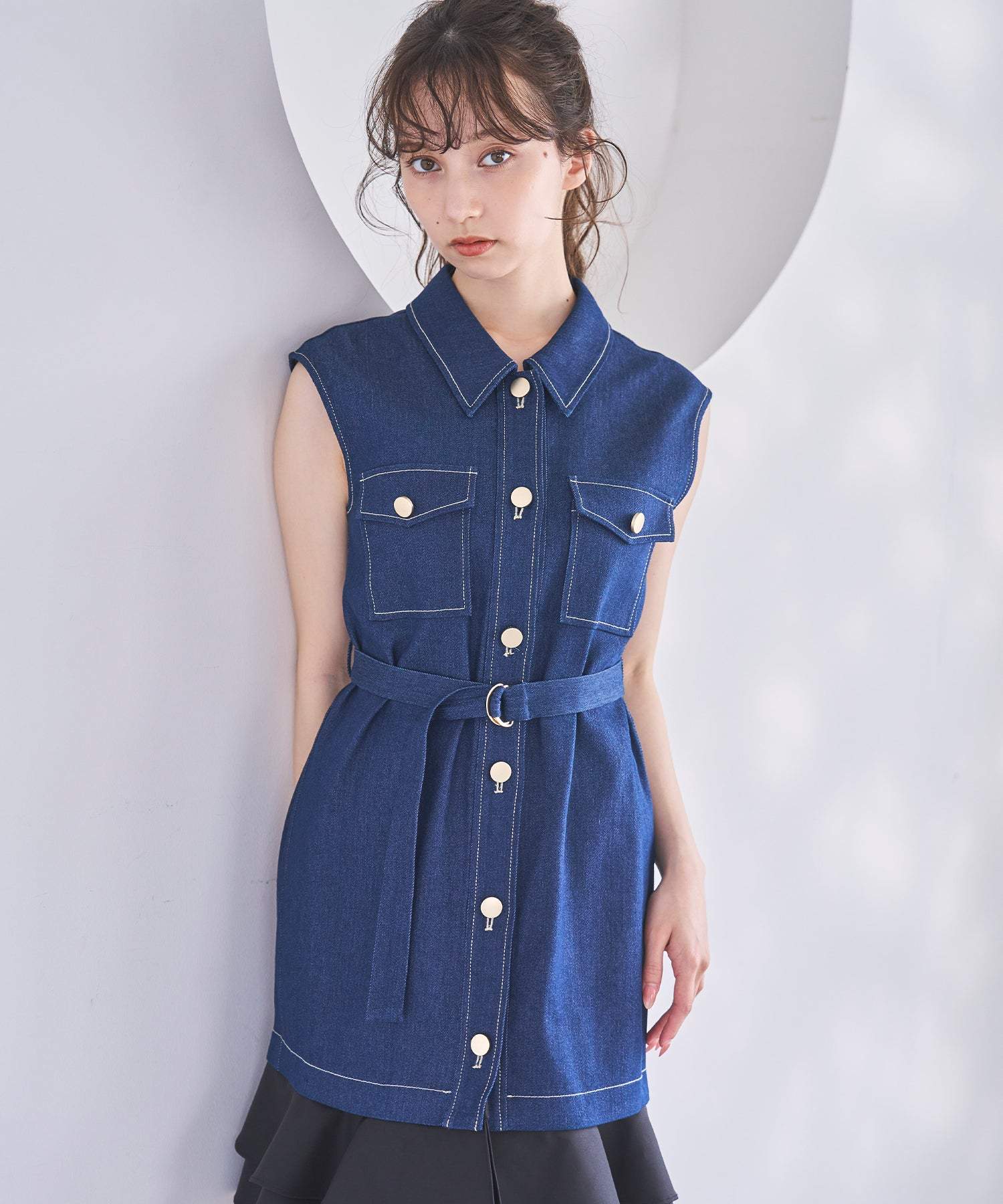 トランテアン ソン ドゥ モード 31 Sons de mode 2025春夏新作 ノースリデニムワンピース (INDIGO) INDIGO