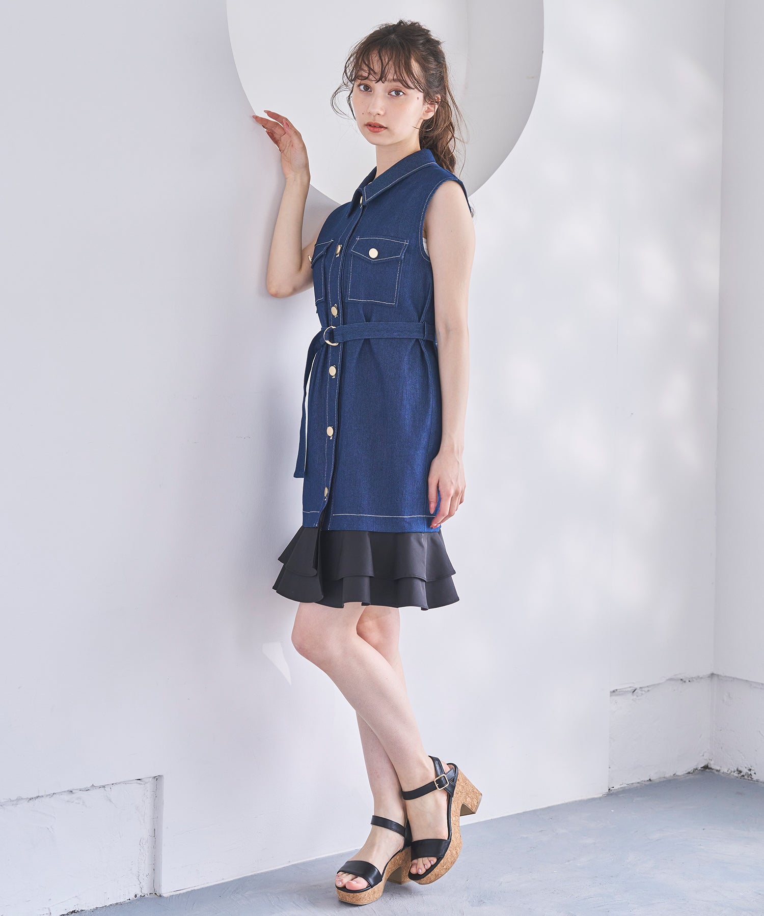 トランテアン ソン ドゥ モード 31 Sons de mode 2025春夏新作 ノースリデニムワンピース (INDIGO) INDIGO