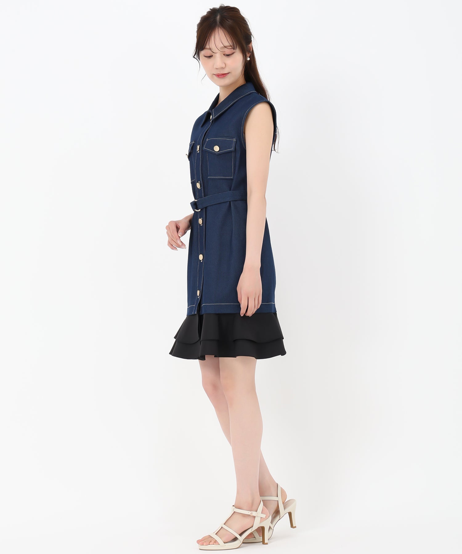 トランテアン ソン ドゥ モード 31 Sons de mode 2025春夏新作 ノースリデニムワンピース (INDIGO) INDIGO