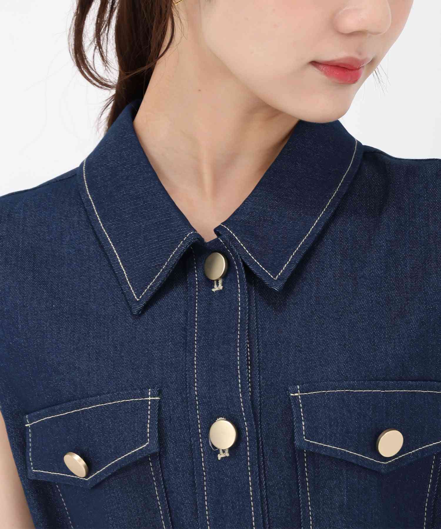 トランテアン ソン ドゥ モード 31 Sons de mode 2025春夏新作 ノースリデニムワンピース (INDIGO) INDIGO