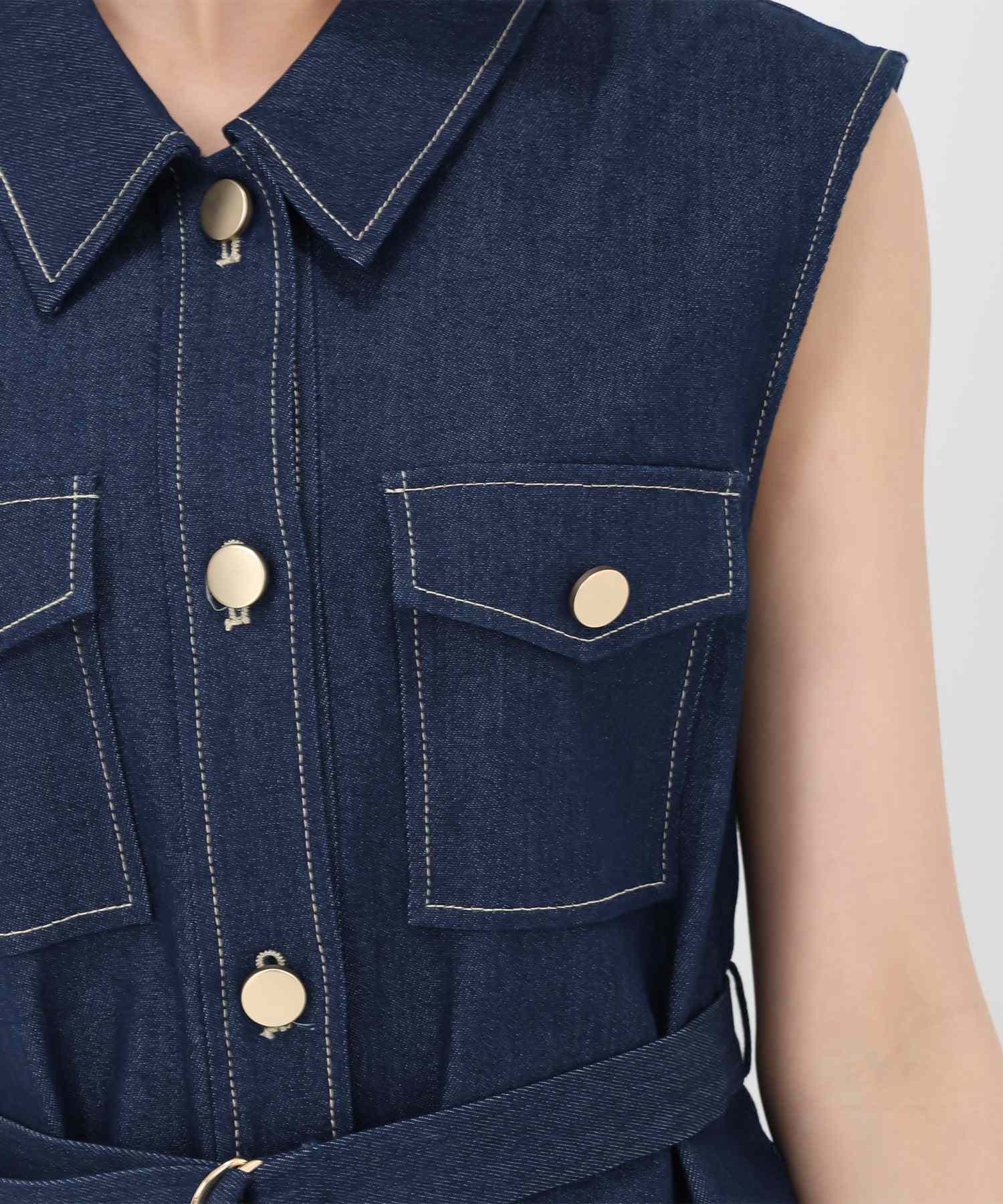 トランテアン ソン ドゥ モード 31 Sons de mode 2025春夏新作 ノースリデニムワンピース (INDIGO) INDIGO