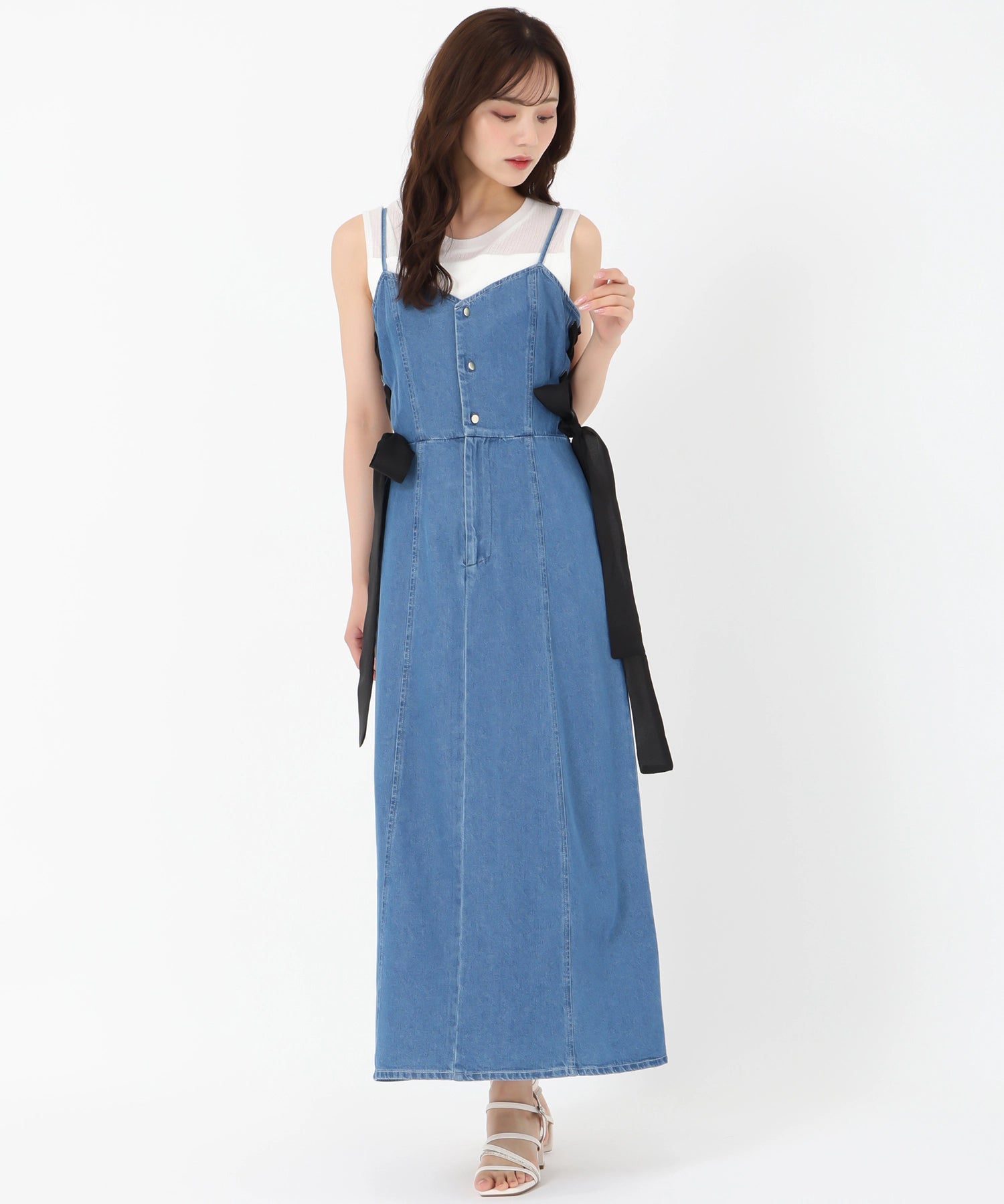 トランテアン ソン ドゥ モード 31 Sons de mode 2025春夏新作 サイドレースアップデニムジャンスカ (SAXE) SAXE