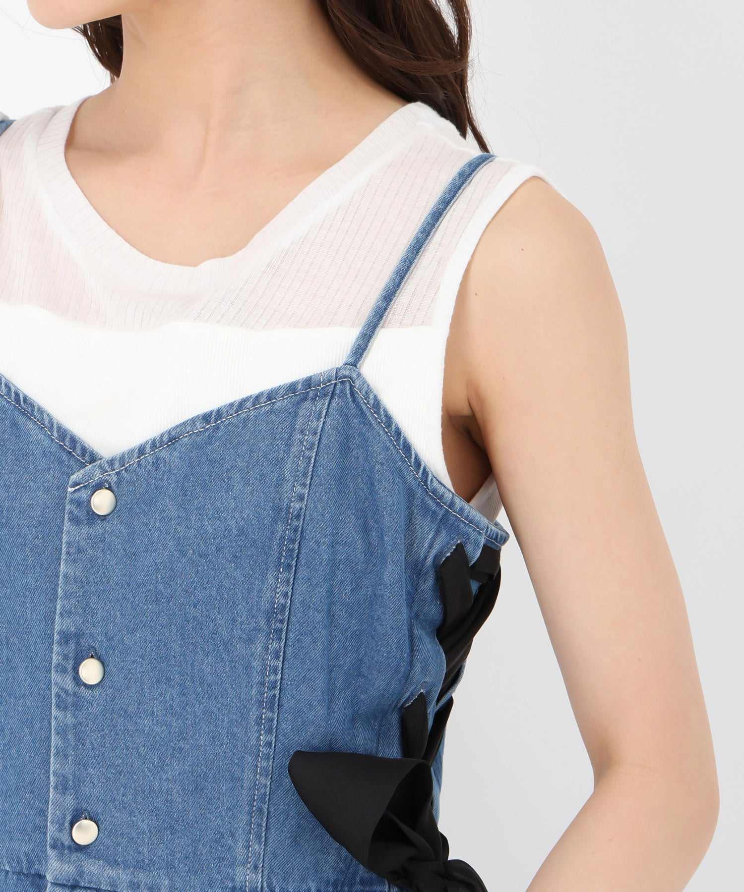 トランテアン ソン ドゥ モード 31 Sons de mode 2025春夏新作 サイドレースアップデニムジャンスカ (SAXE) SAXE