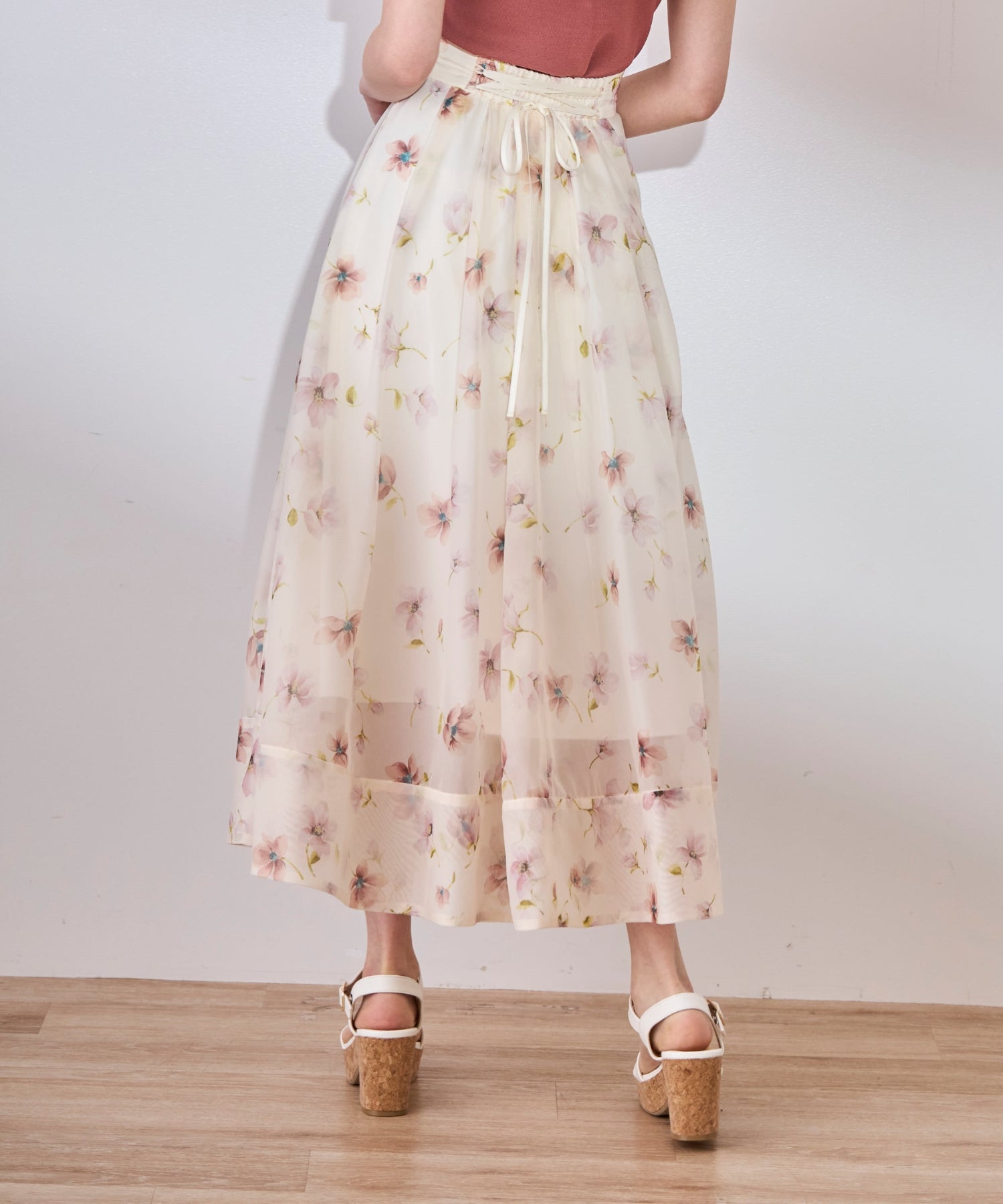 トランテアン ソン ドゥ モード 31 Sons de mode 2025春夏新作 花柄シアーフレアースカート (BEIGE) BEIGE