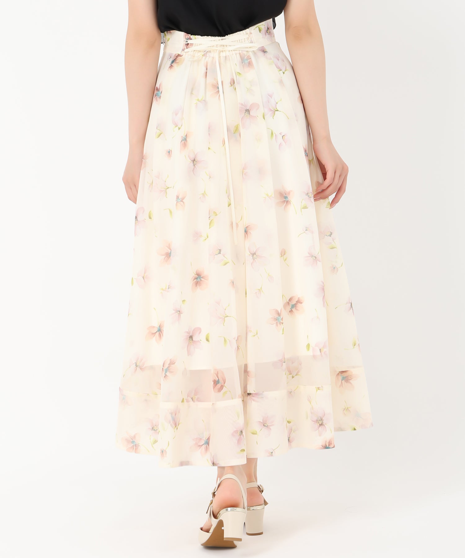 トランテアン ソン ドゥ モード 31 Sons de mode 2025春夏新作 花柄シアーフレアースカート (BEIGE) BEIGE