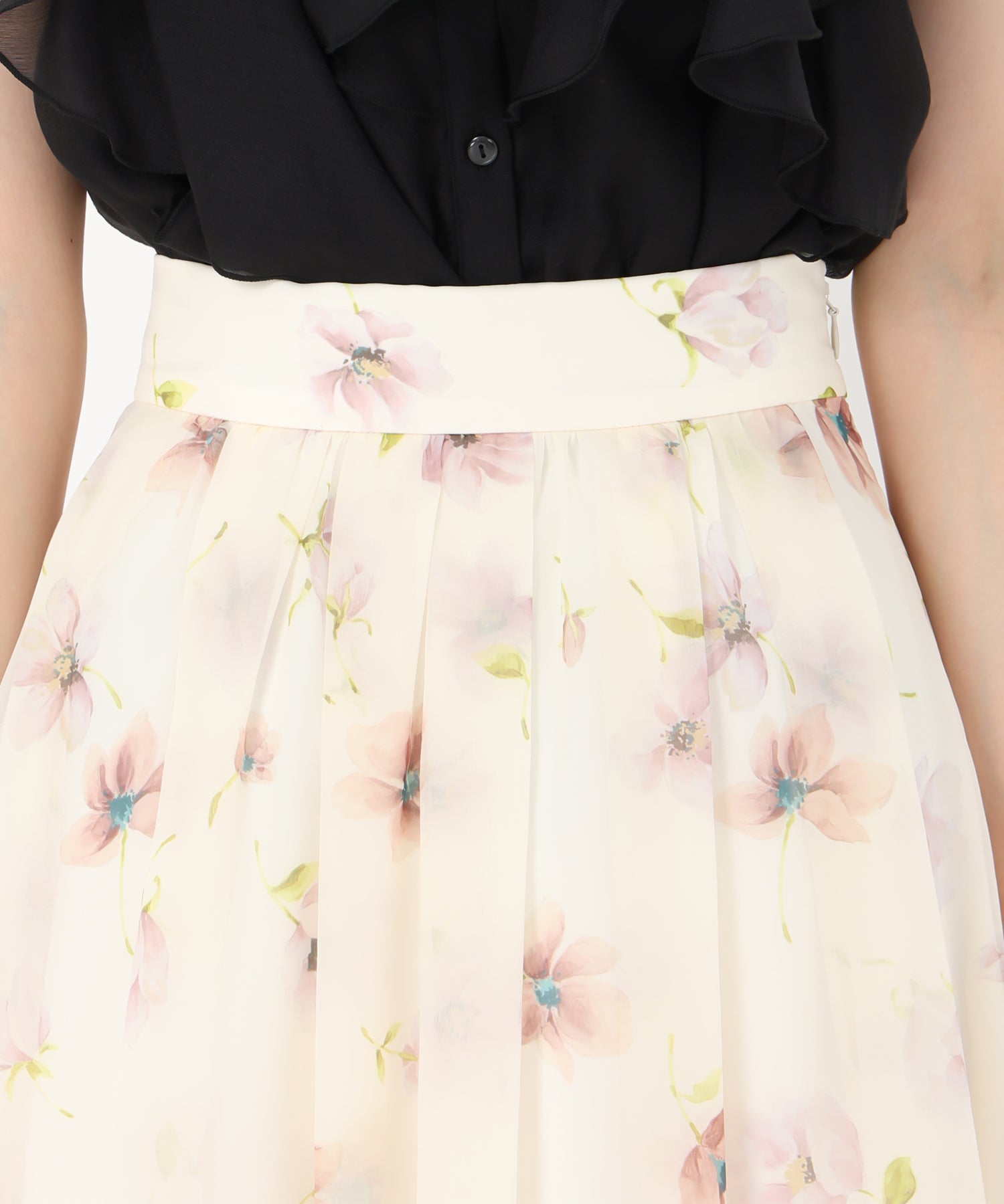 トランテアン ソン ドゥ モード 31 Sons de mode 2025春夏新作 花柄シアーフレアースカート (BEIGE) BEIGE