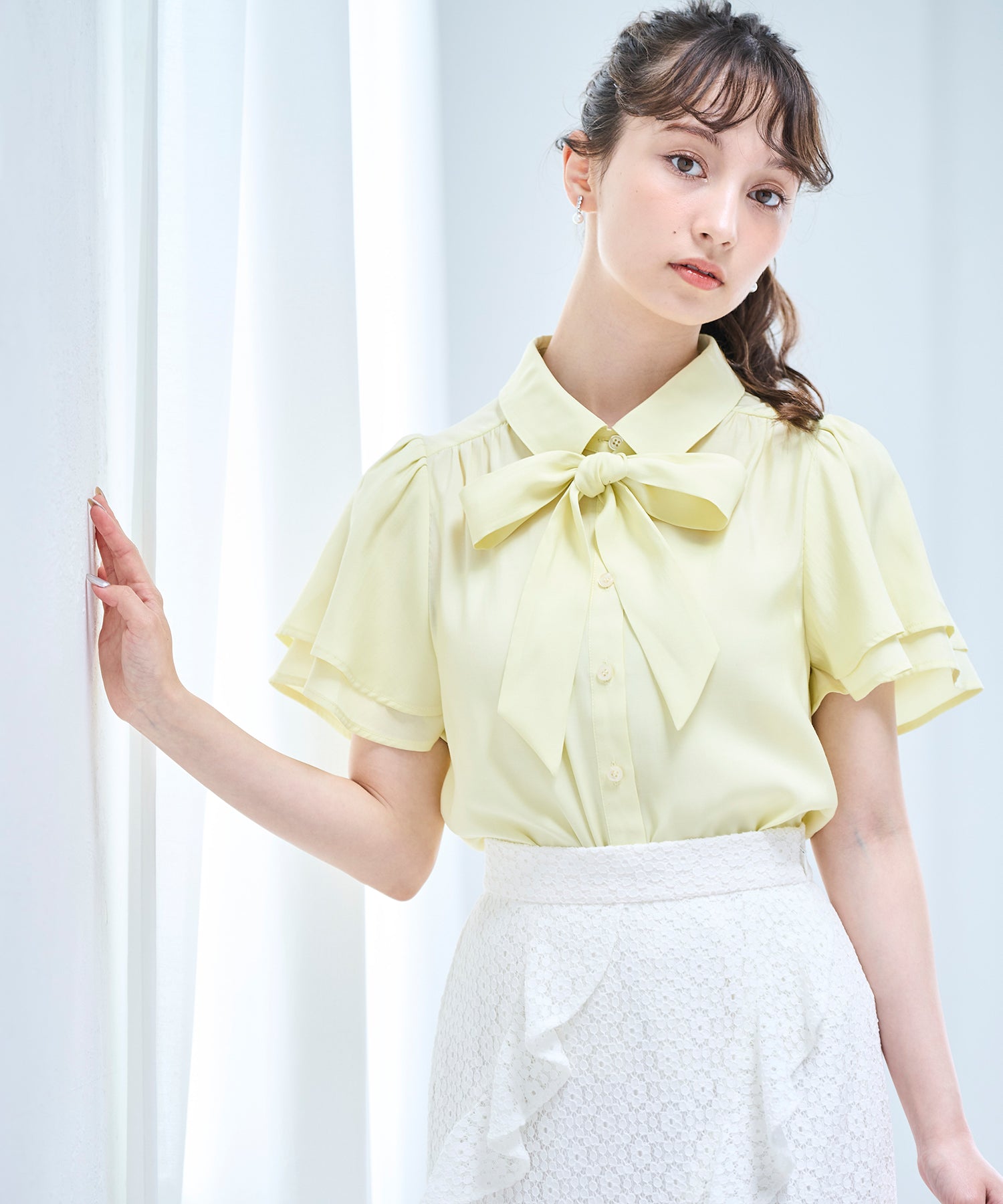 トランテアン ソン ドゥ モード 31 Sons de mode 2025春夏新作 ボウタイラッフルブラウス (YELLOW) YELLOW