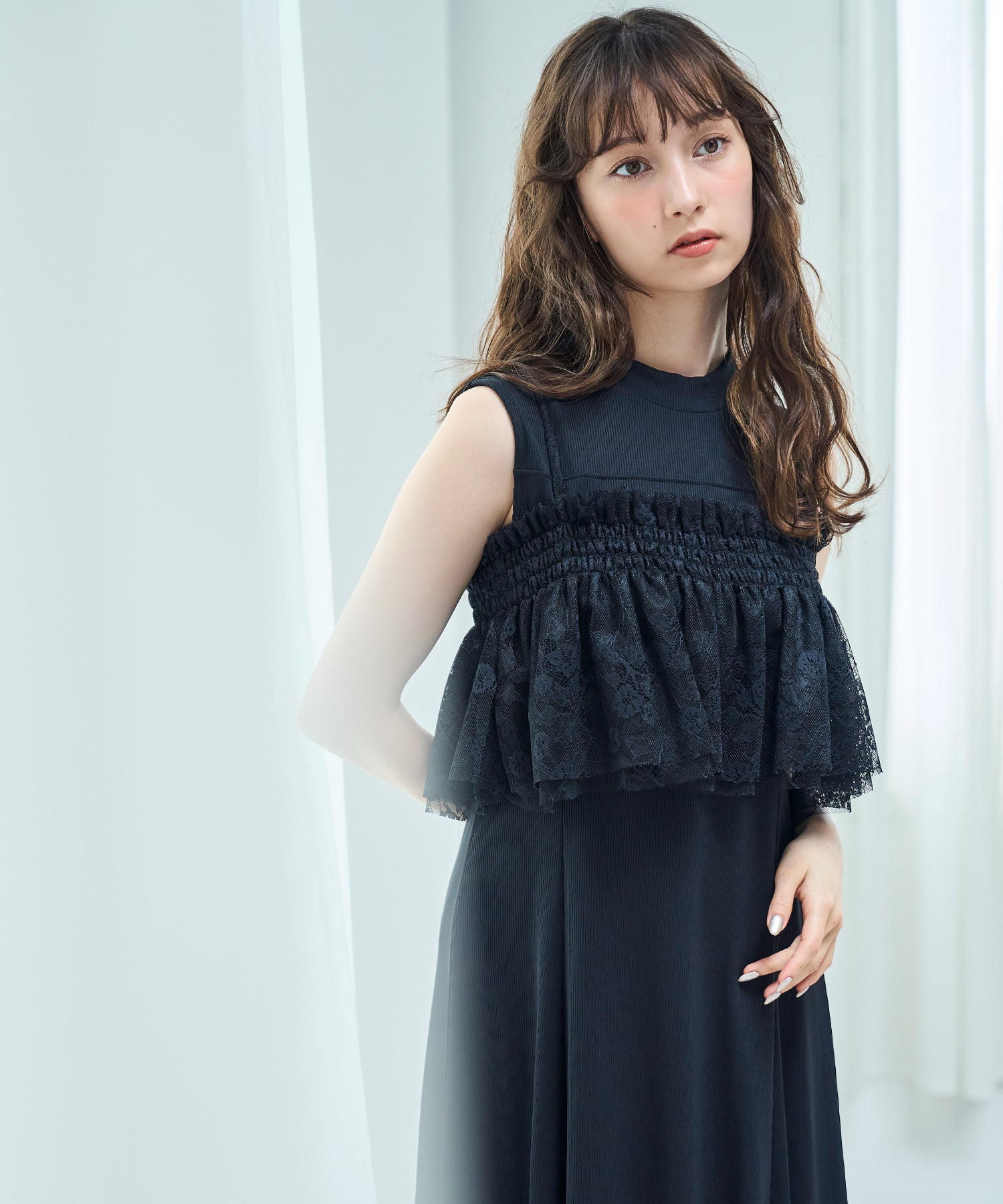 トランテアン ソン ドゥ モード 31 Sons de mode 2025春夏新作 レースビスチェセットカットワンピース (BLACK) BLACK