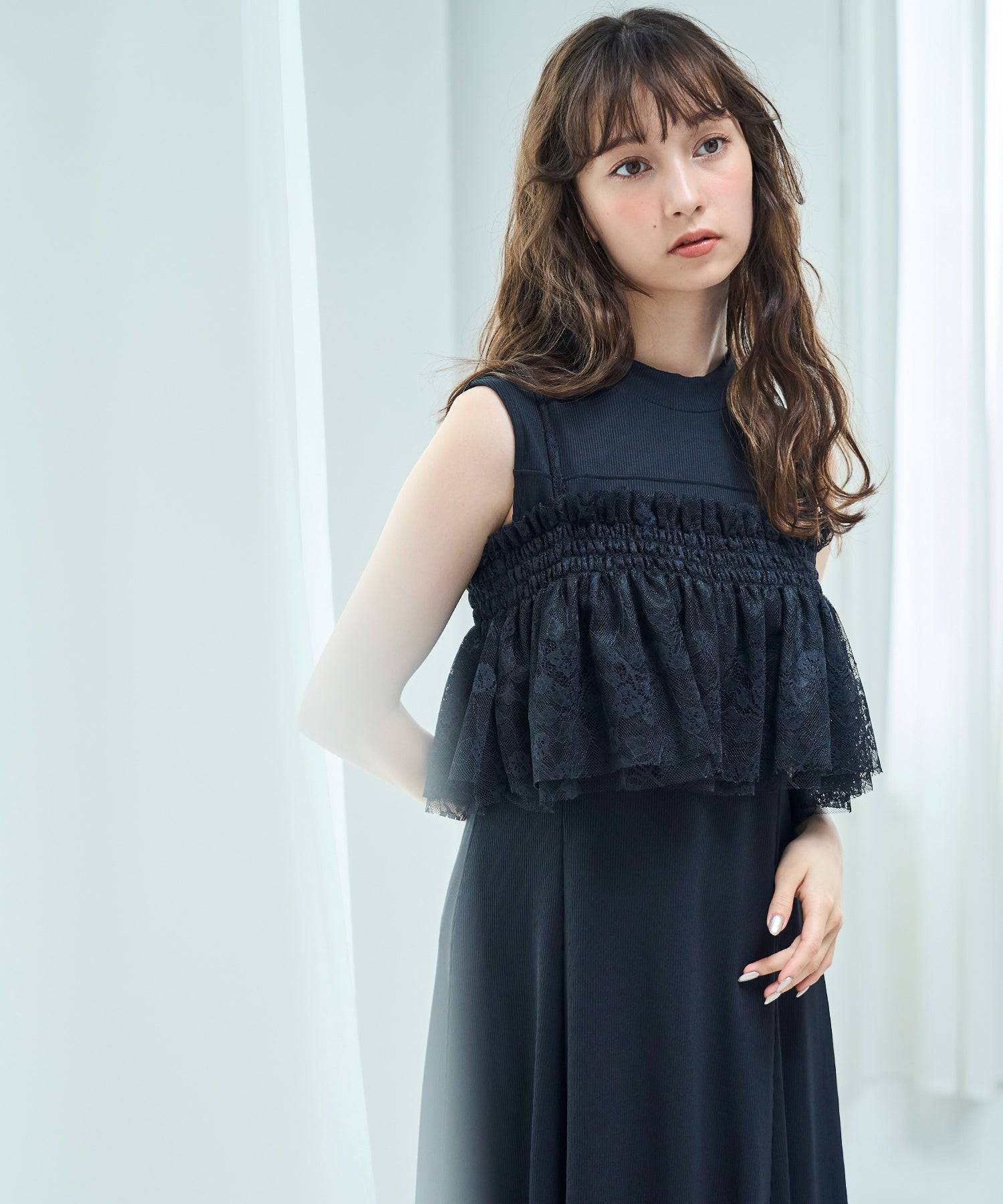 トランテアン ソン ドゥ モード 31 Sons de mode 2025春夏新作 レースビスチェセットカットワンピース (BLACK) BLACK
