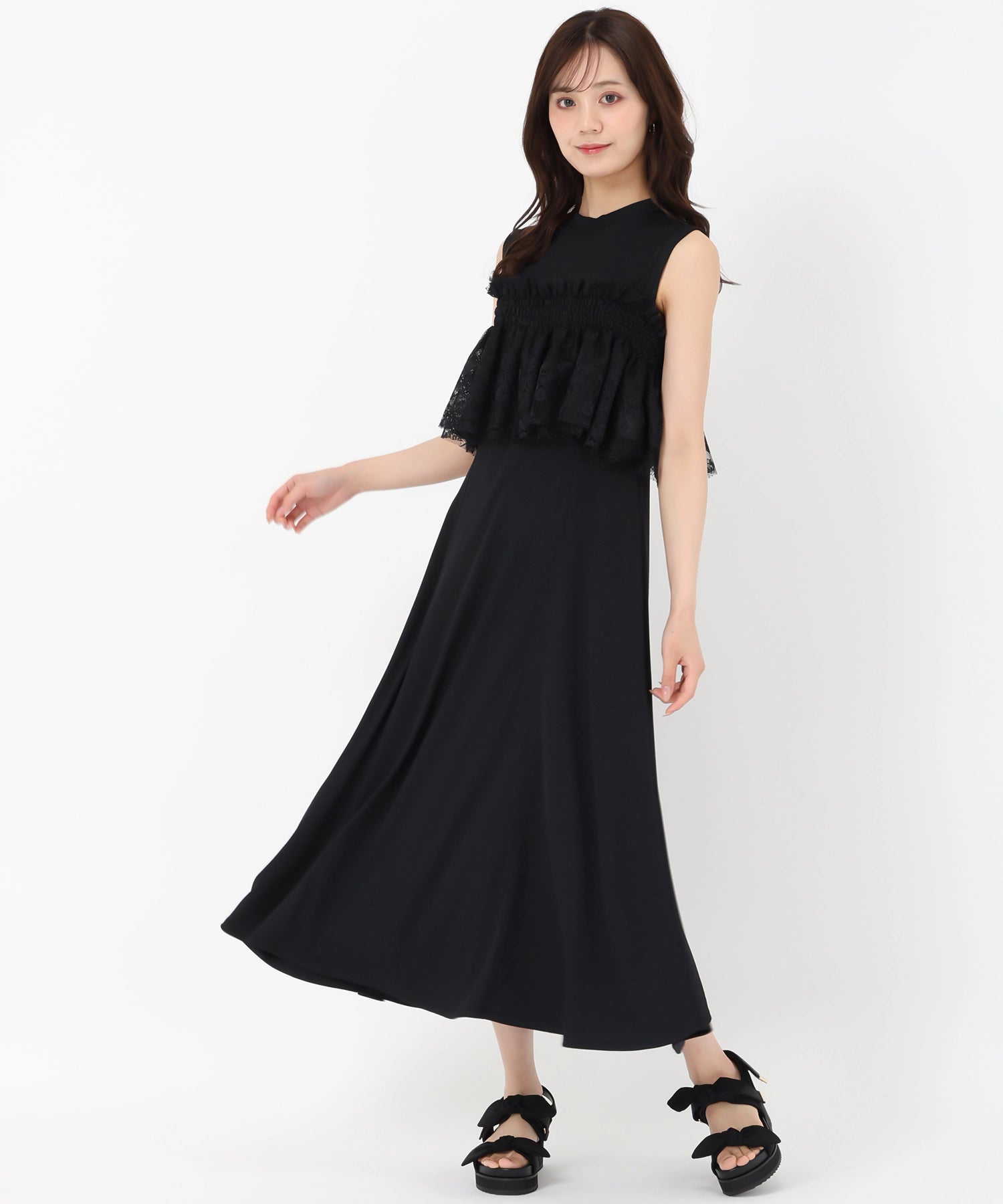 トランテアン ソン ドゥ モード 31 Sons de mode 2025春夏新作 レースビスチェセットカットワンピース (BLACK) BLACK