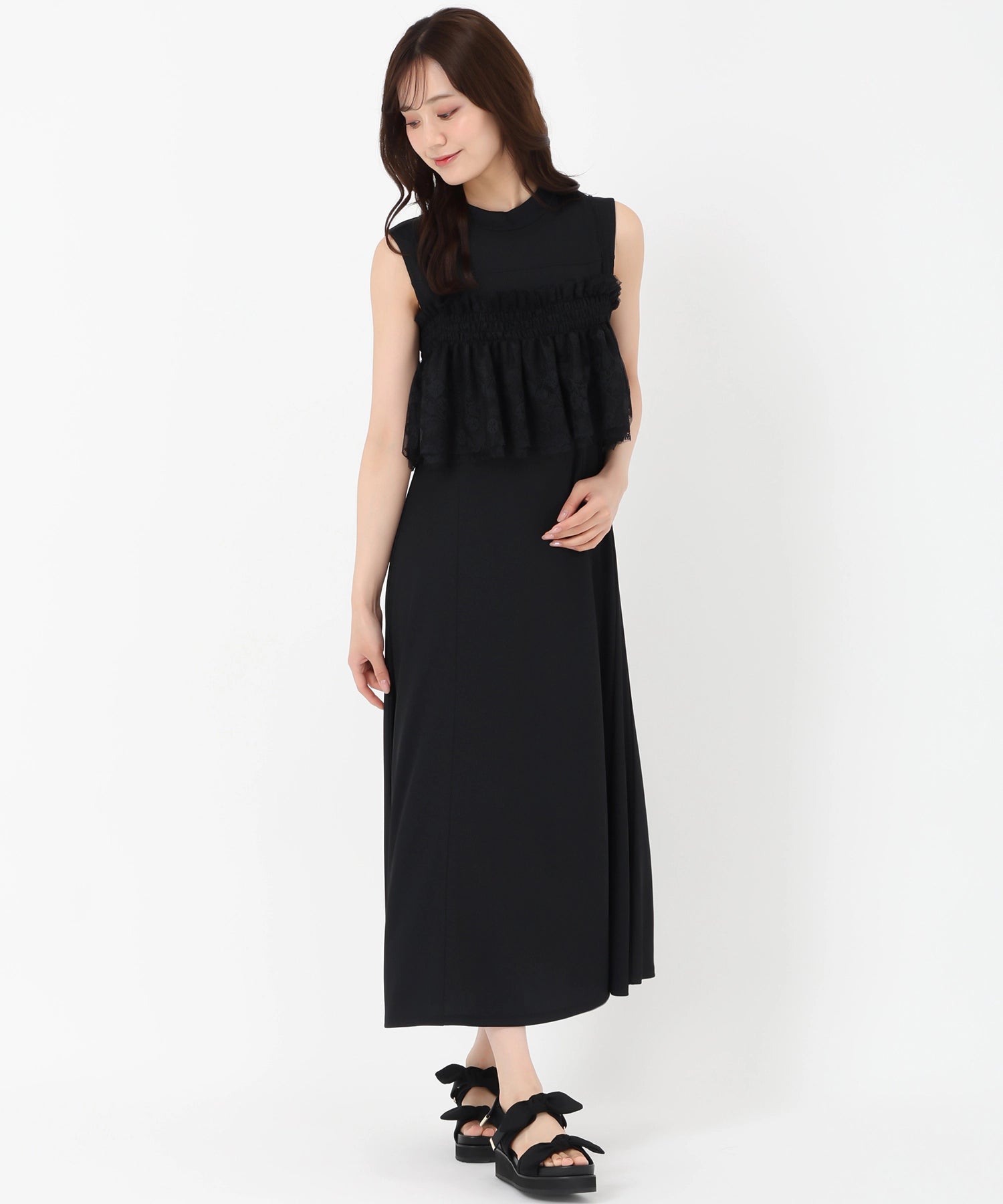 トランテアン ソン ドゥ モード 31 Sons de mode 2025春夏新作 レースビスチェセットカットワンピース (BLACK) BLACK