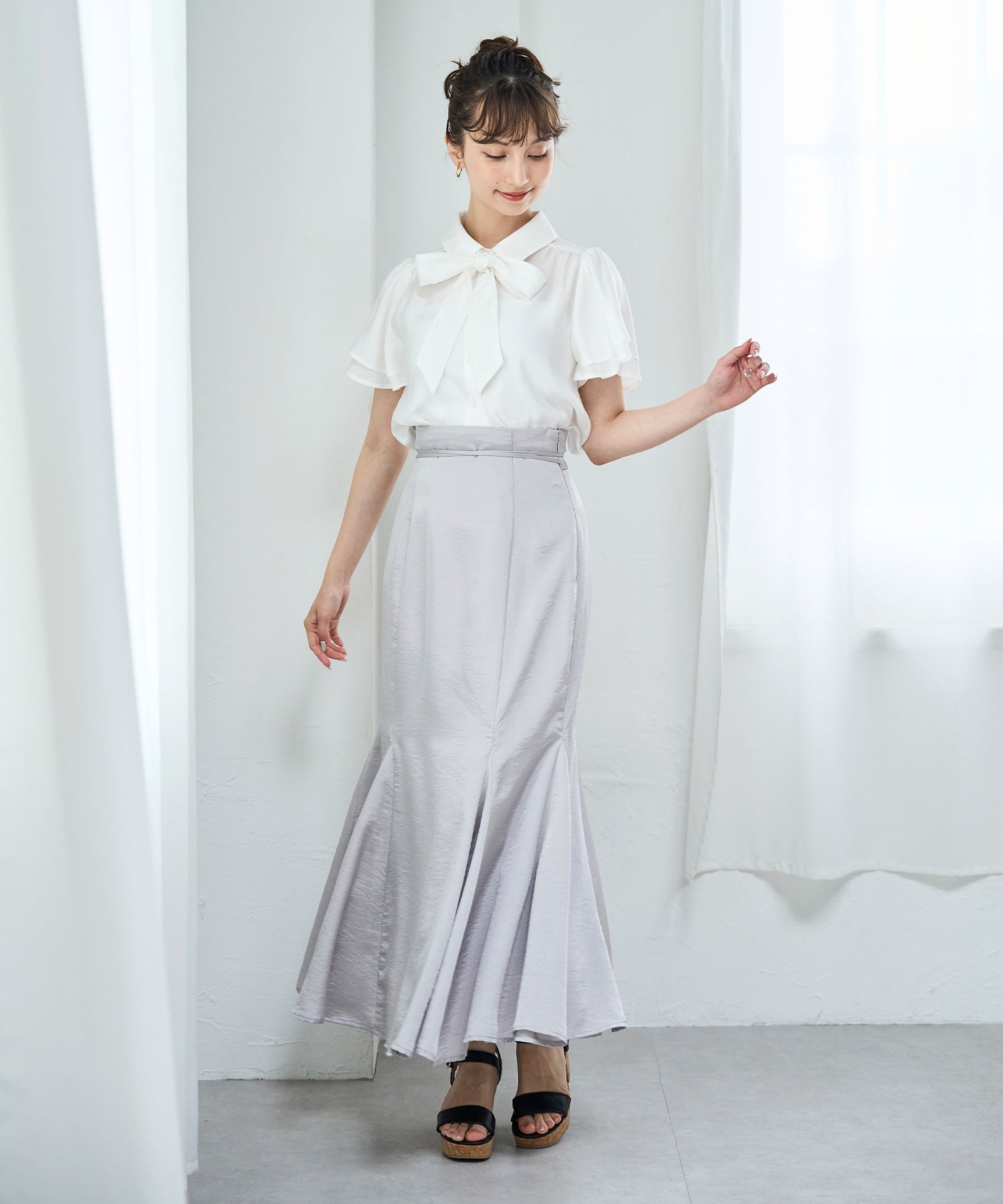 トランテアン ソン ドゥ モード 31 Sons de mode 2025春夏新作 シャイニーマーメイドスカート (GREEN) GREEN