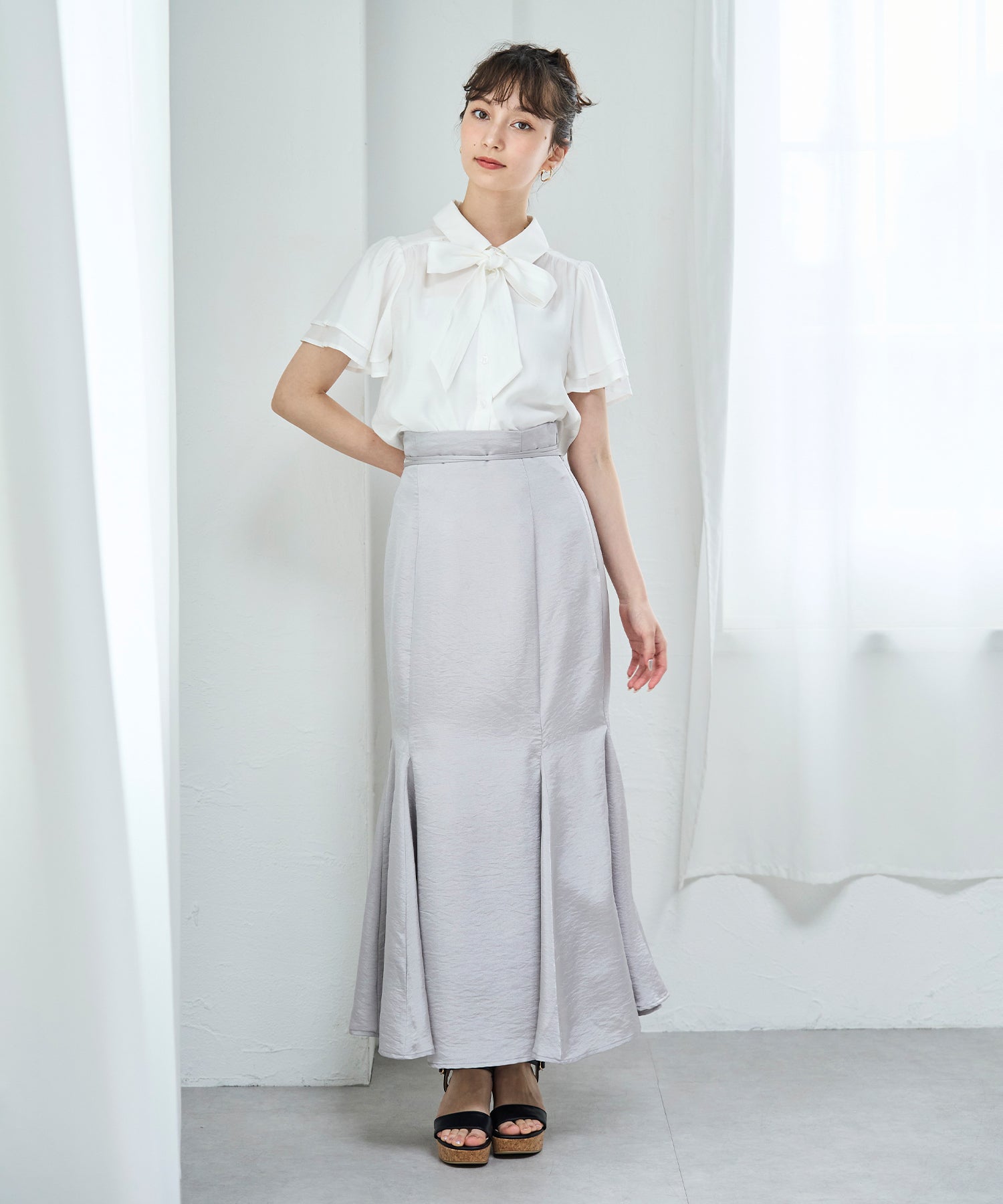 トランテアン ソン ドゥ モード 31 Sons de mode 2025春夏新作 シャイニーマーメイドスカート (GREEN) GREEN