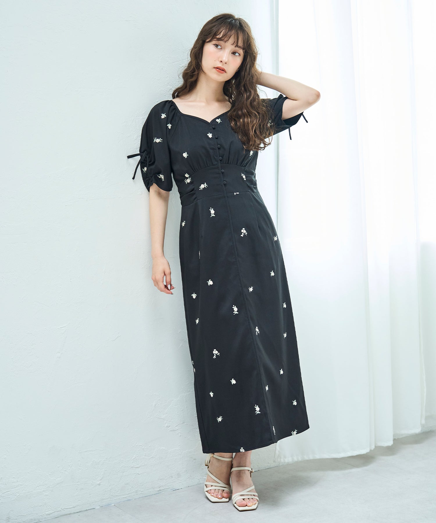 トランテアン ソン ドゥ モード 31 Sons de mode 2025春夏新作 刺繍ボリューム袖ワンピース (BLACK) BLACK