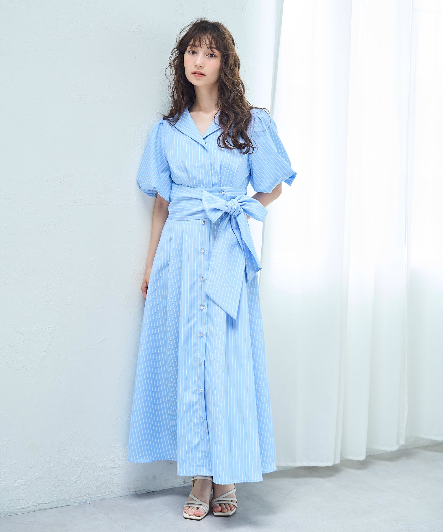 トランテアン ソン ドゥ モード 31 Sons de mode 2025春夏新作 パフスリーブシャツワンピース (L.BLUE) L.BLUE