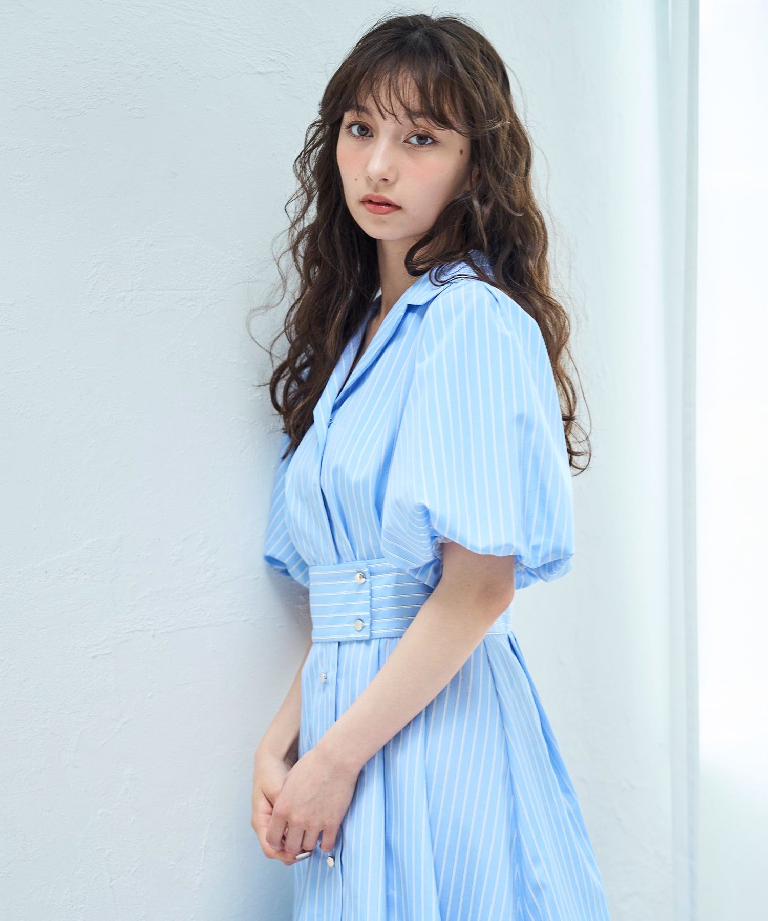 トランテアン ソン ドゥ モード 31 Sons de mode 2025春夏新作 パフスリーブシャツワンピース (L.BLUE) L.BLUE