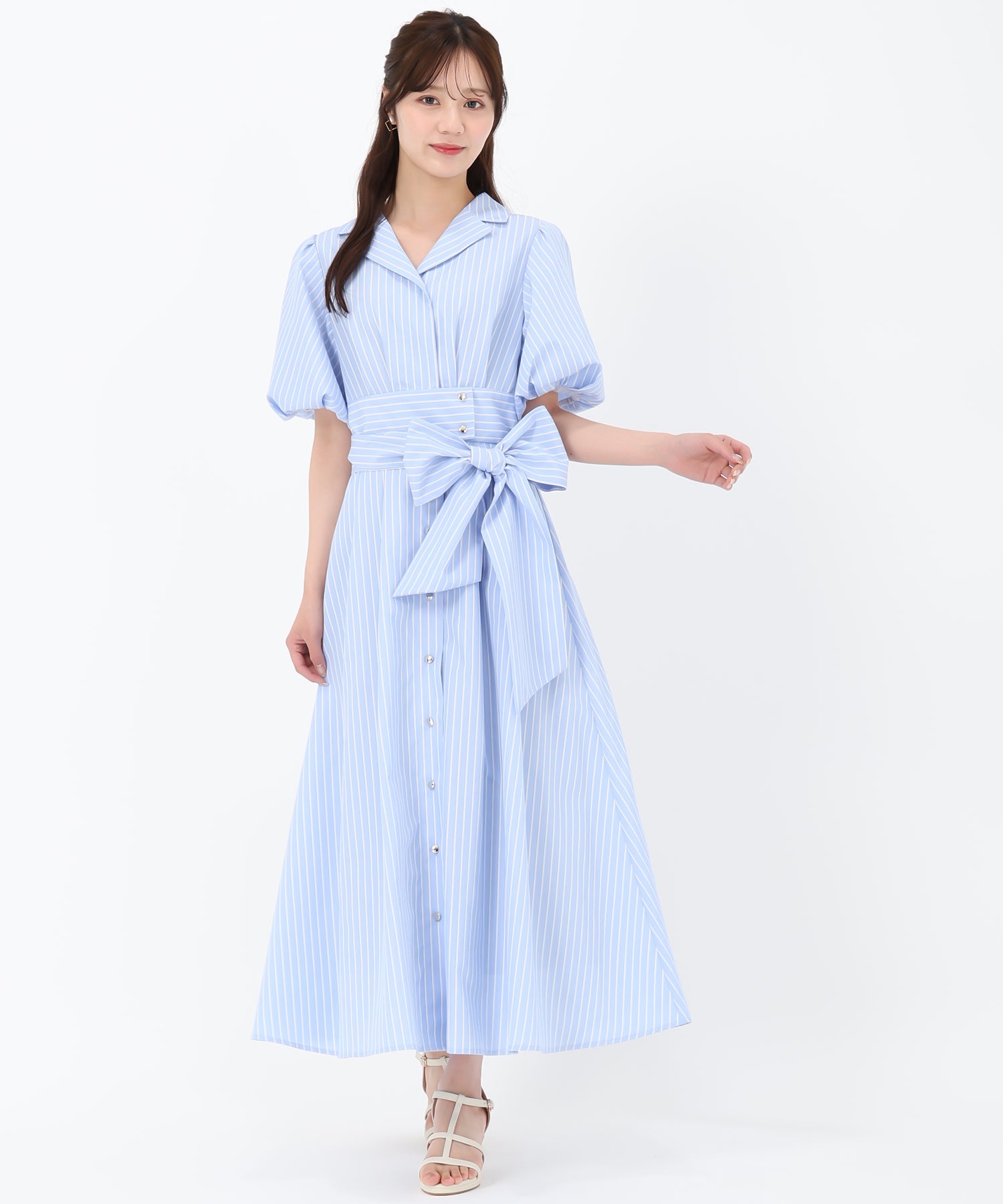 トランテアン ソン ドゥ モード 31 Sons de mode 2025春夏新作 パフスリーブシャツワンピース (L.BLUE) L.BLUE