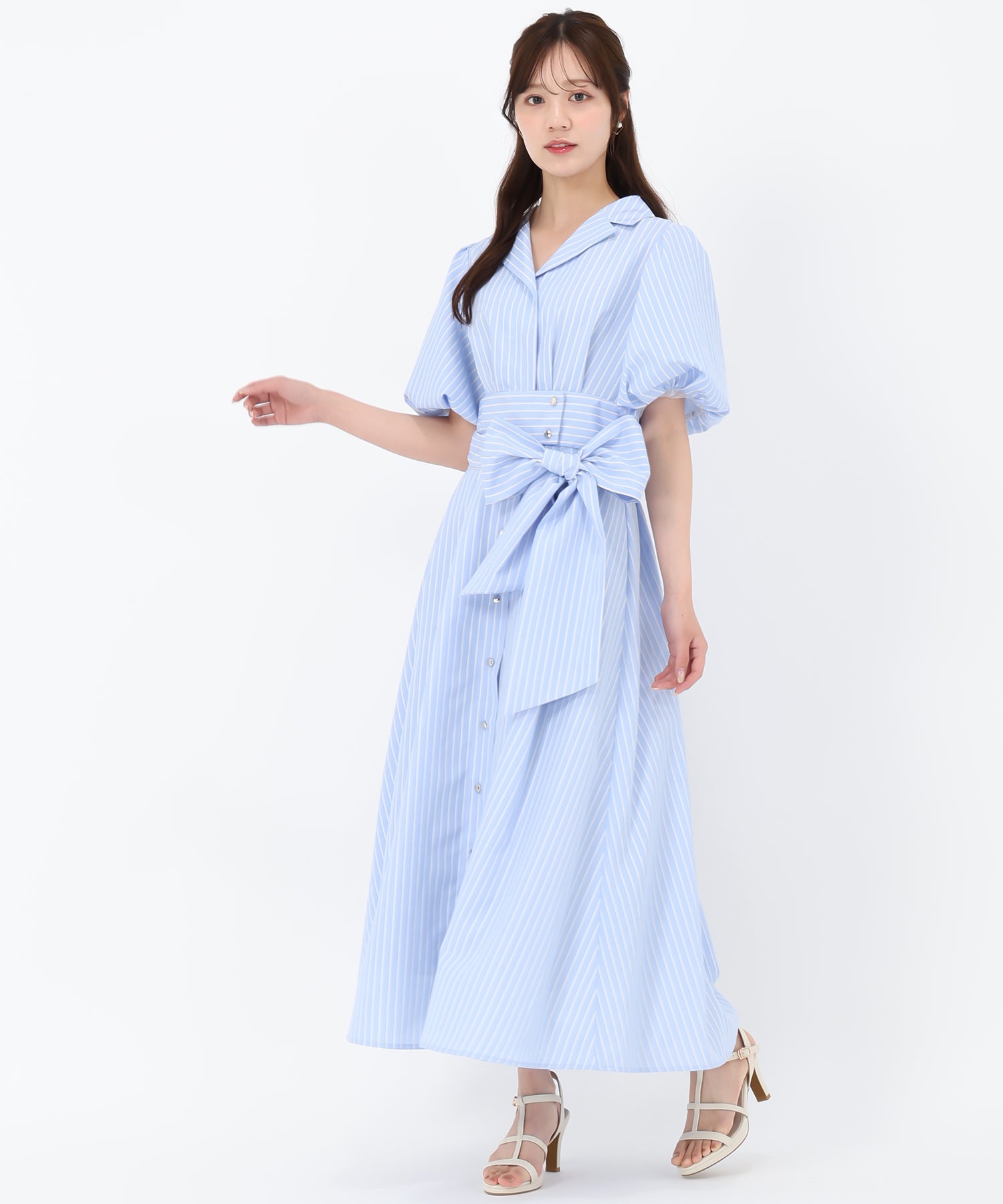 トランテアン ソン ドゥ モード 31 Sons de mode 2025春夏新作 パフスリーブシャツワンピース (L.BLUE) L.BLUE