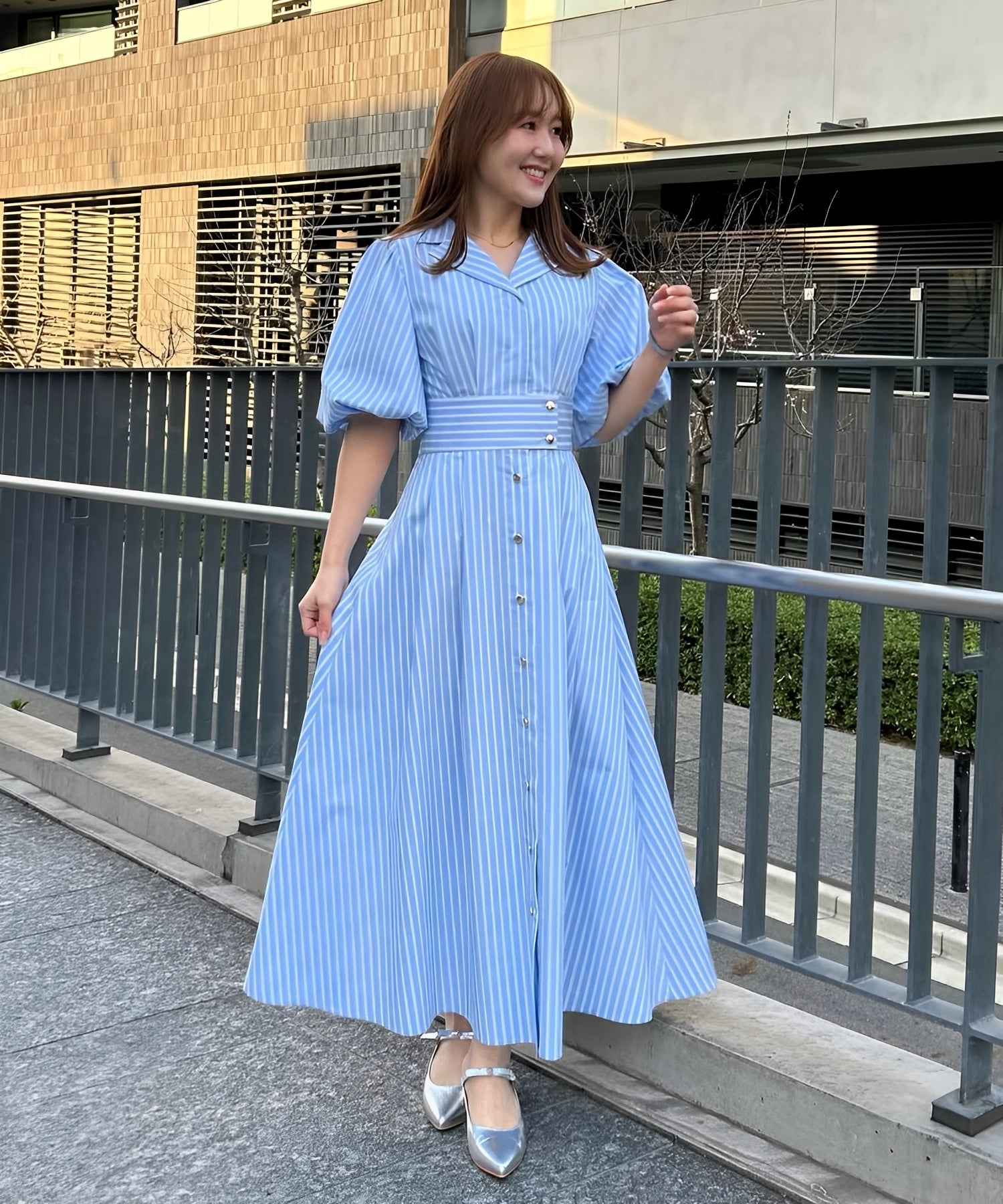 トランテアン ソン ドゥ モード 31 Sons de mode 2025春夏新作 パフスリーブシャツワンピース (L.BLUE) L.BLUE