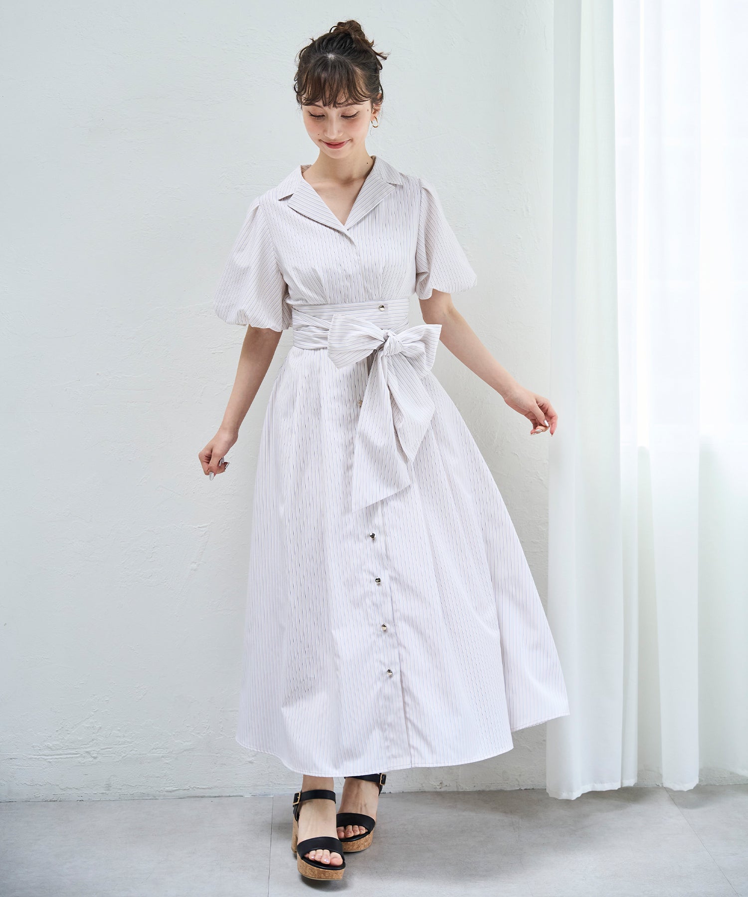 トランテアン ソン ドゥ モード 31 Sons de mode 2025春夏新作 パフスリーブシャツワンピース (BEIGE) BEIGE