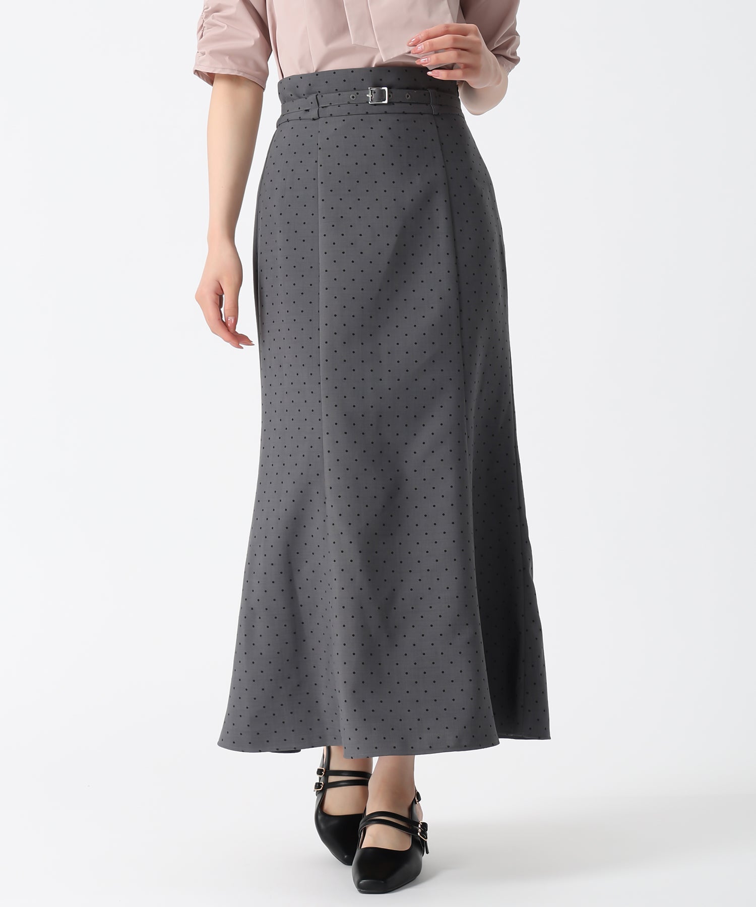 トランテアン ソン ドゥ モード 31 Sons de mode 2025秋冬新作 アソート柄ベルト付マーメイドスカート (GREY) GREY