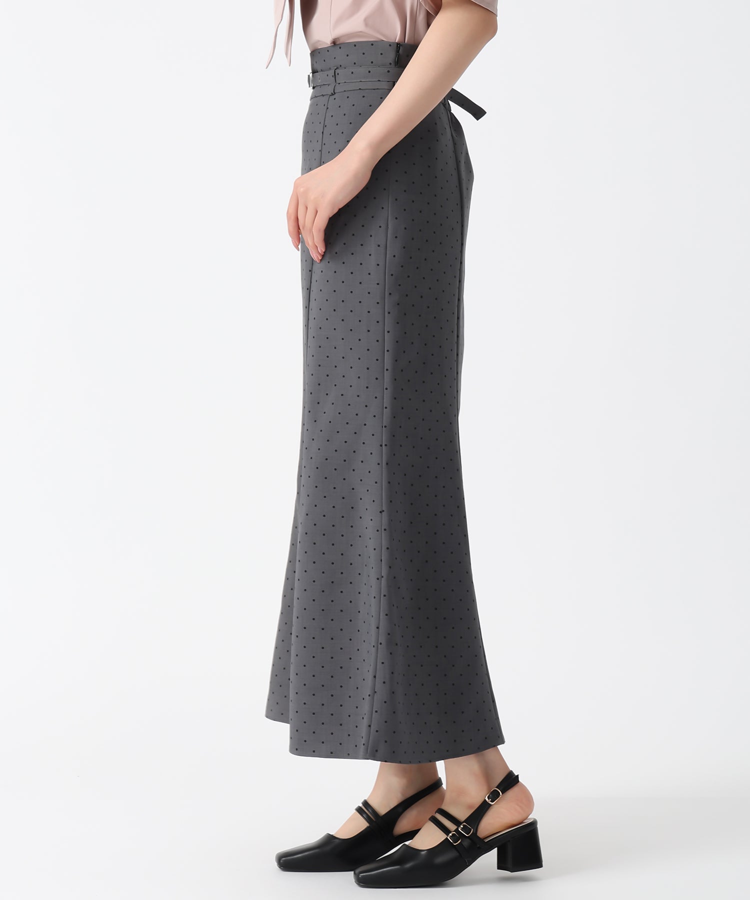 トランテアン ソン ドゥ モード 31 Sons de mode 2025秋冬新作 アソート柄ベルト付マーメイドスカート (GREY) GREY